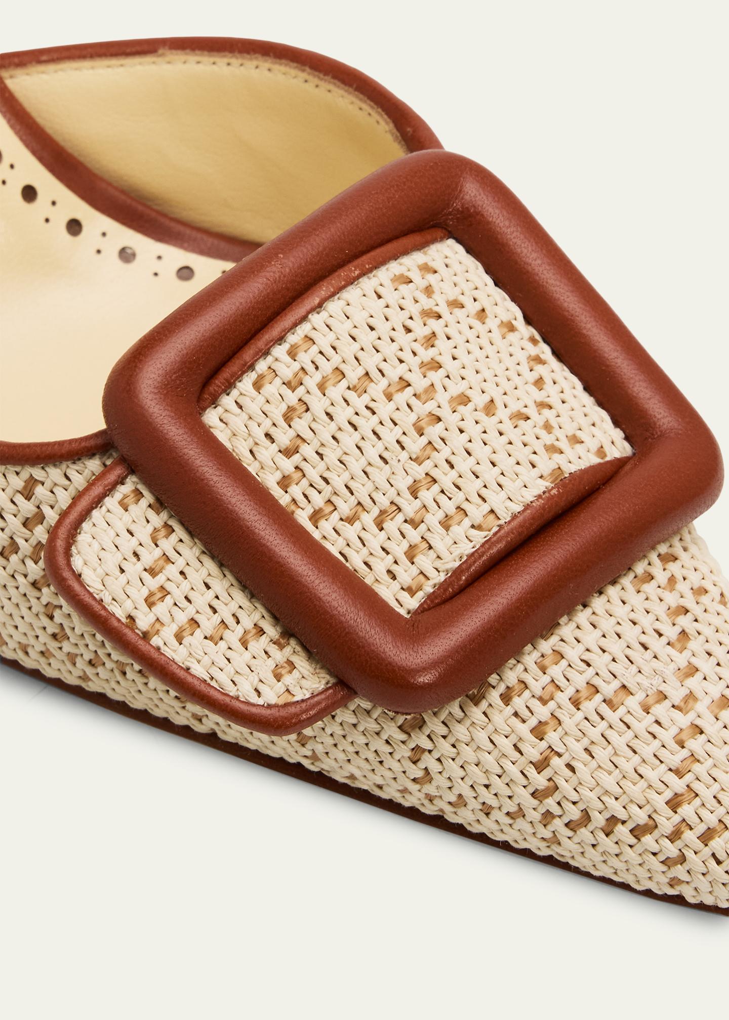 Manolo Blahnik 70mm Mayslibi Raffia Slingback Pumps - Bergdorf Goodman
