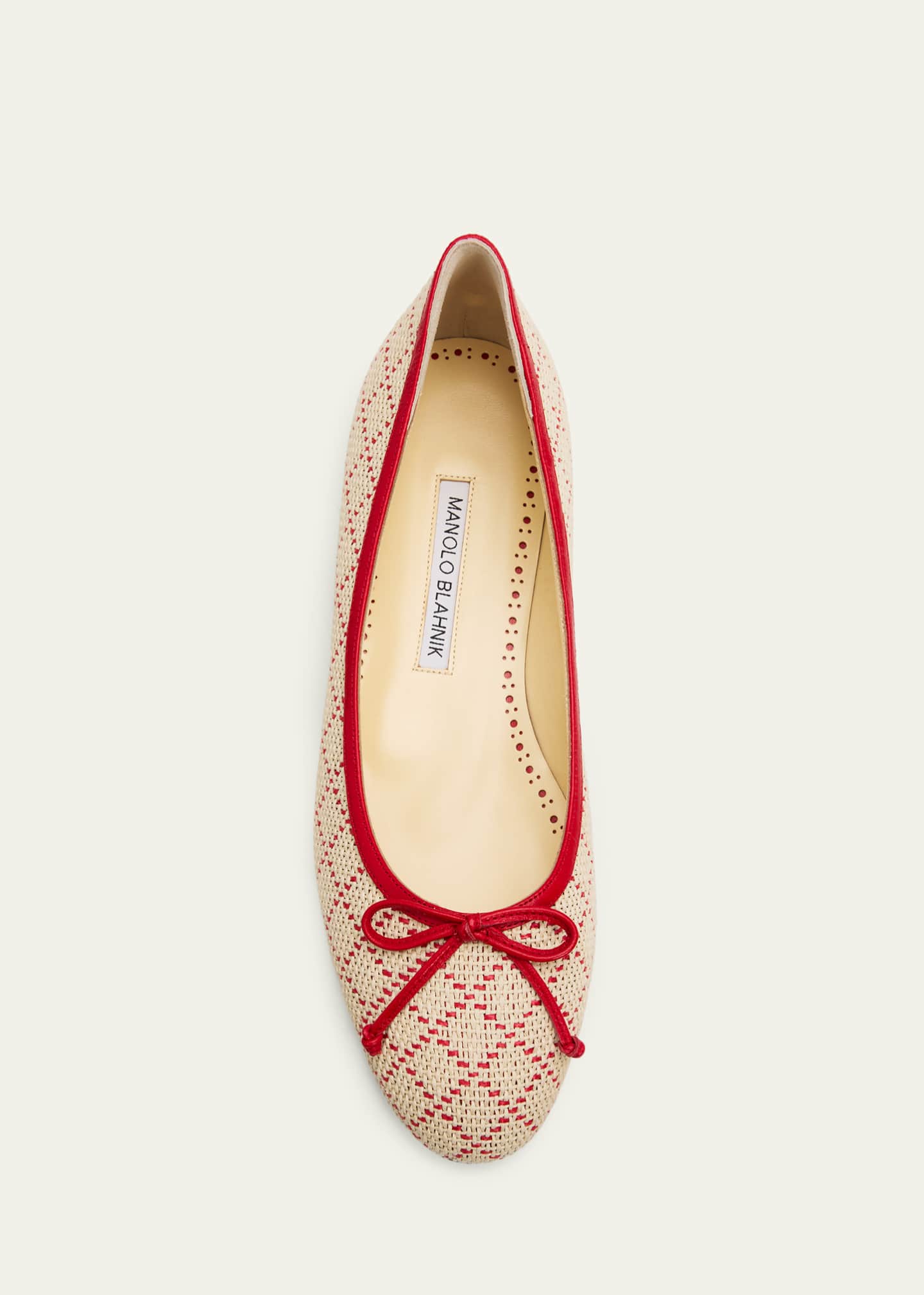 MANOLO BLAHNIK Verallim サテン　フラットバレエシューズ Manolo Blahnik Verallim Raffia Ballerina Flats - Bergdorf Goodman