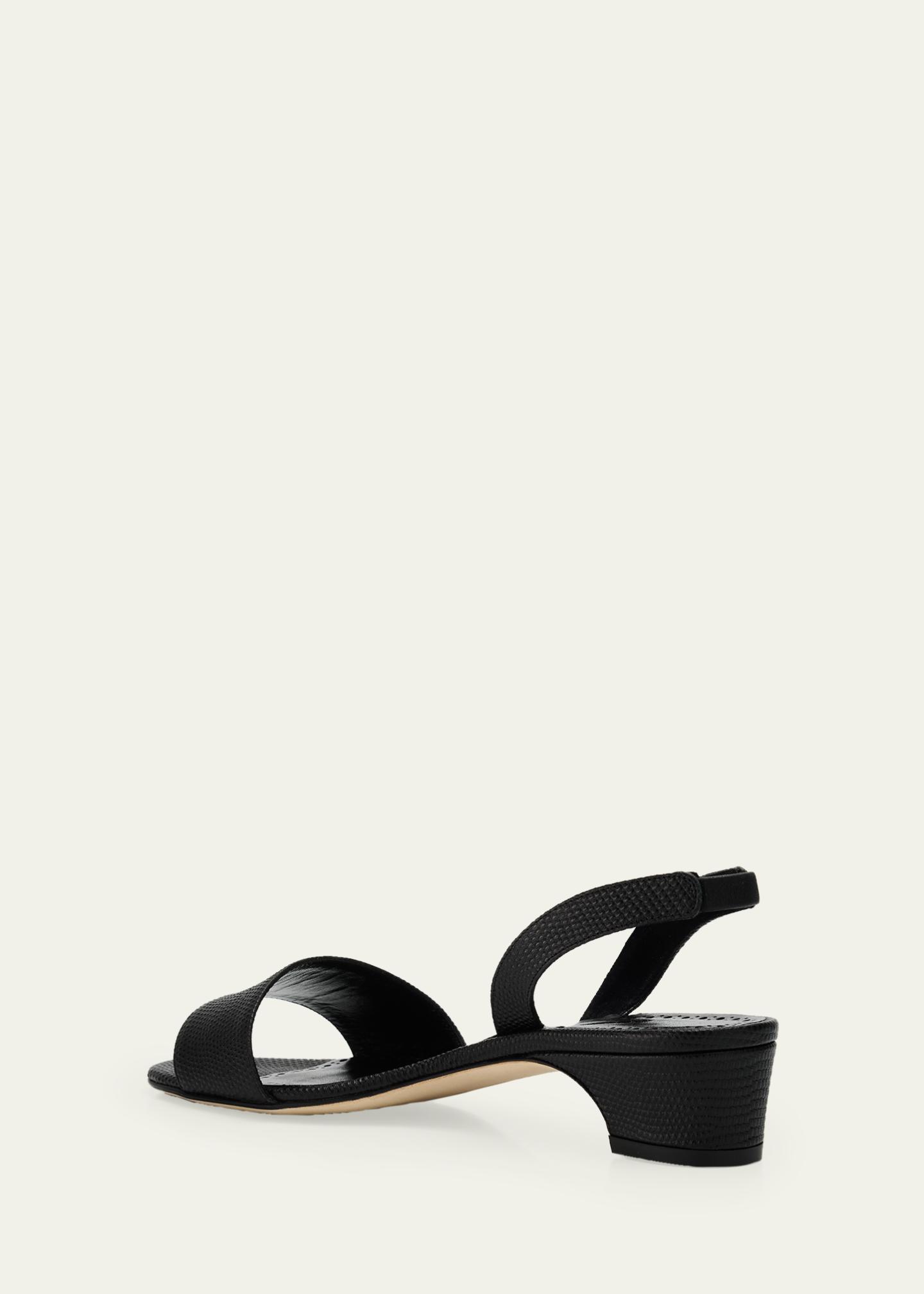 Manolo Blahnik 30mm Patobarnu Embossed Leather Sandals - Bergdorf