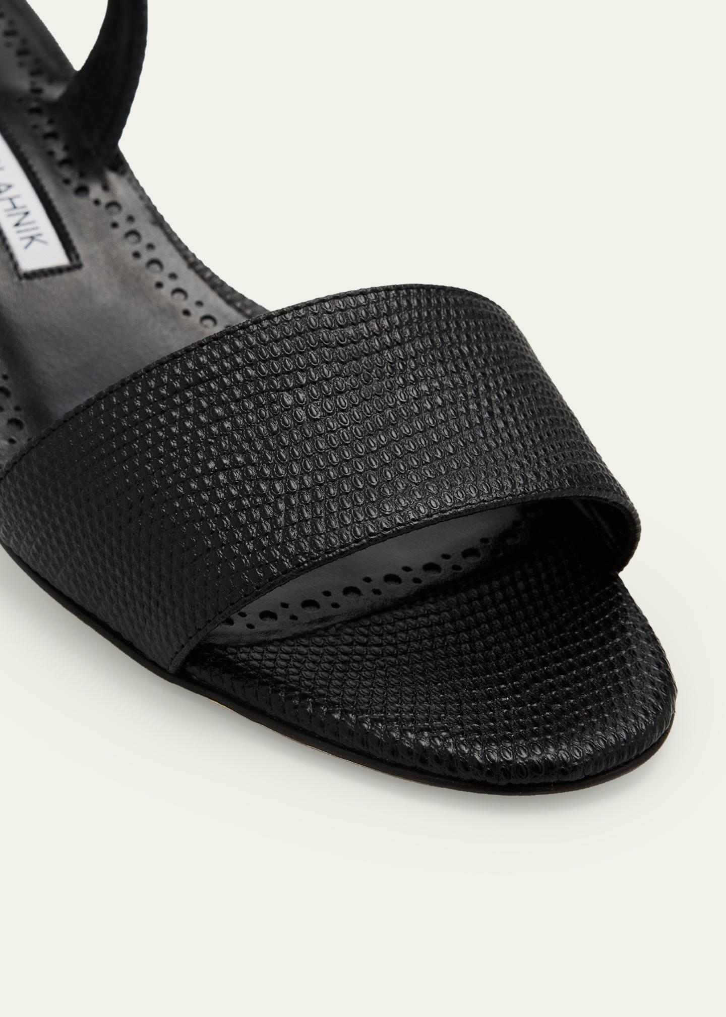 Manolo Blahnik 30mm Patobarnu Embossed Leather Sandals - Bergdorf