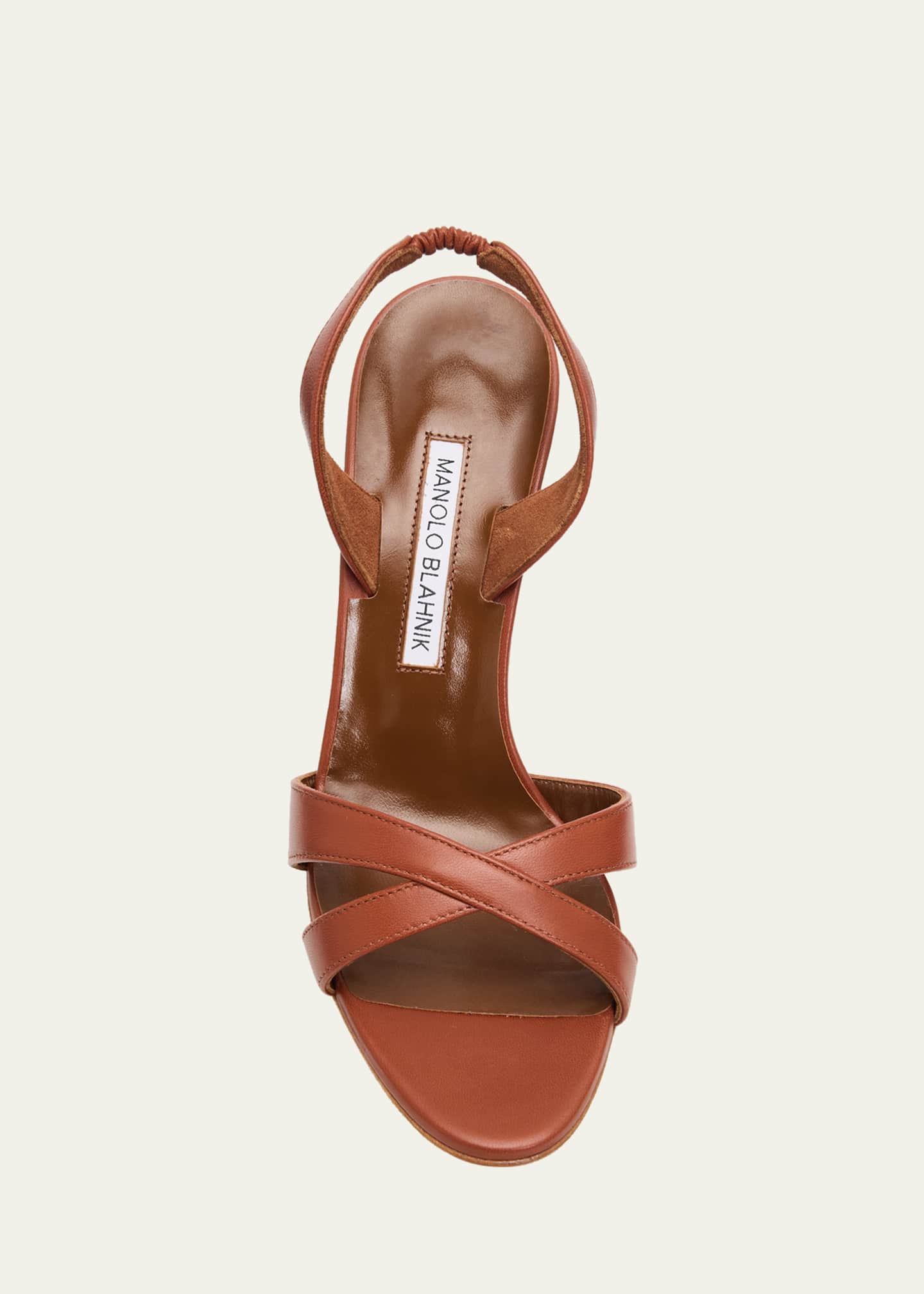 Manolo Blahnik 90mm Callasli Crossover Leather Slingback Sandals
