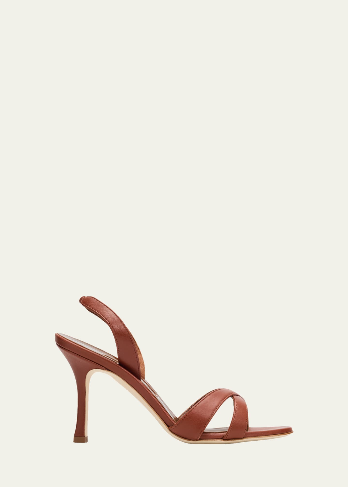 Manolo Blahnik 90mm Callasli Crossover Leather Slingback Sandals
