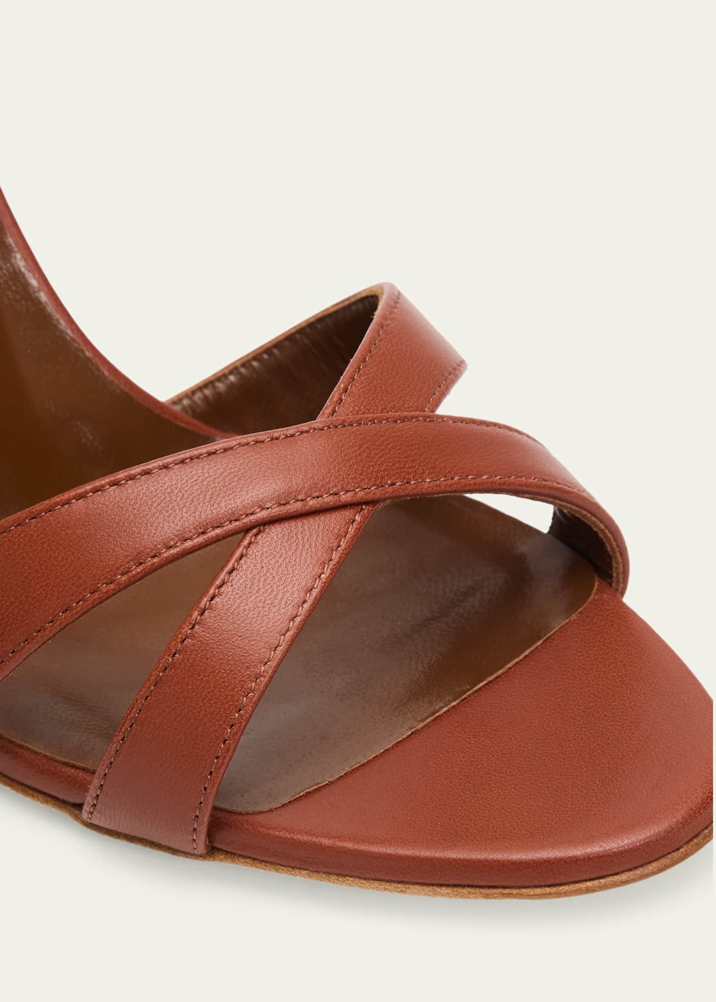 Manolo Blahnik 90mm Callasli Crossover Leather Slingback Sandals