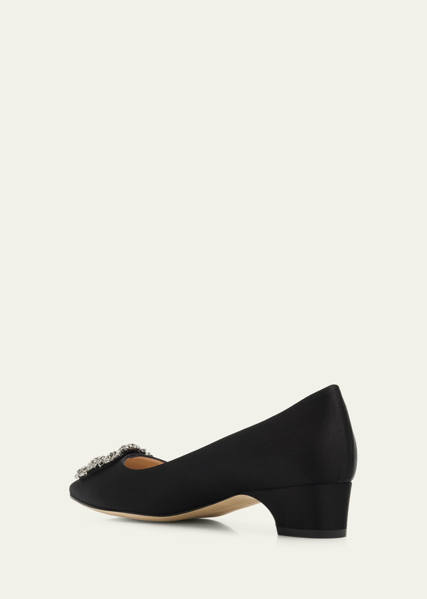 Manolo Blahnik 40mm Hangisibar Embellished Buckle Satin Pumps