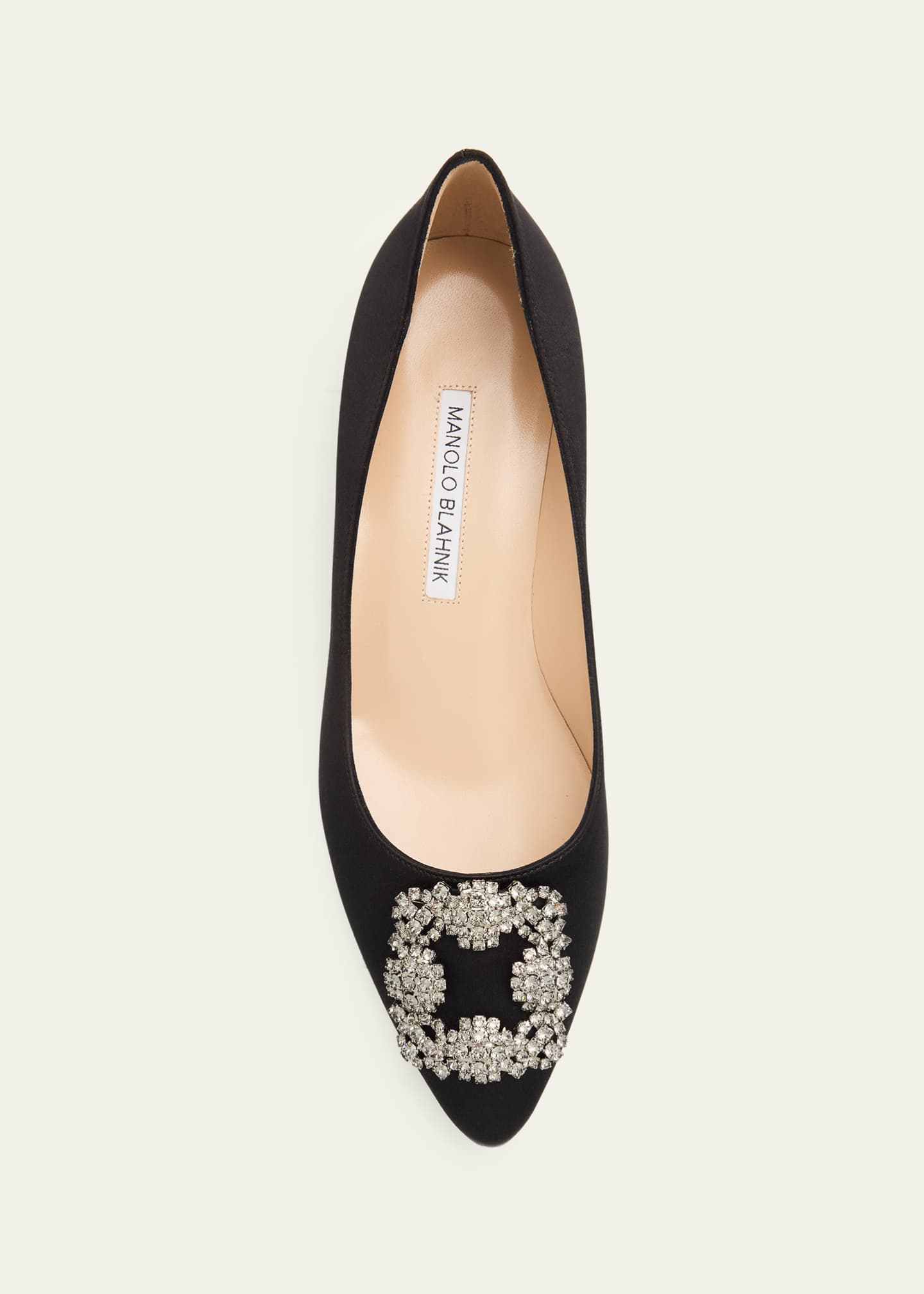Manolo Blahnik 40mm Hangisibar Embellished Buckle Satin Pumps