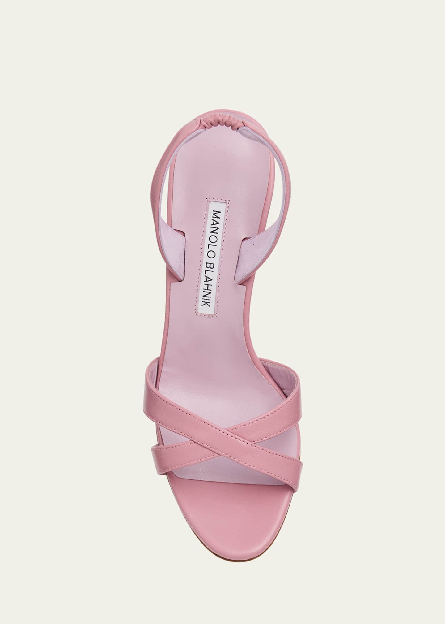 Manolo Blahnik 90mm Callasli Crossover Leather Slingback Sandals