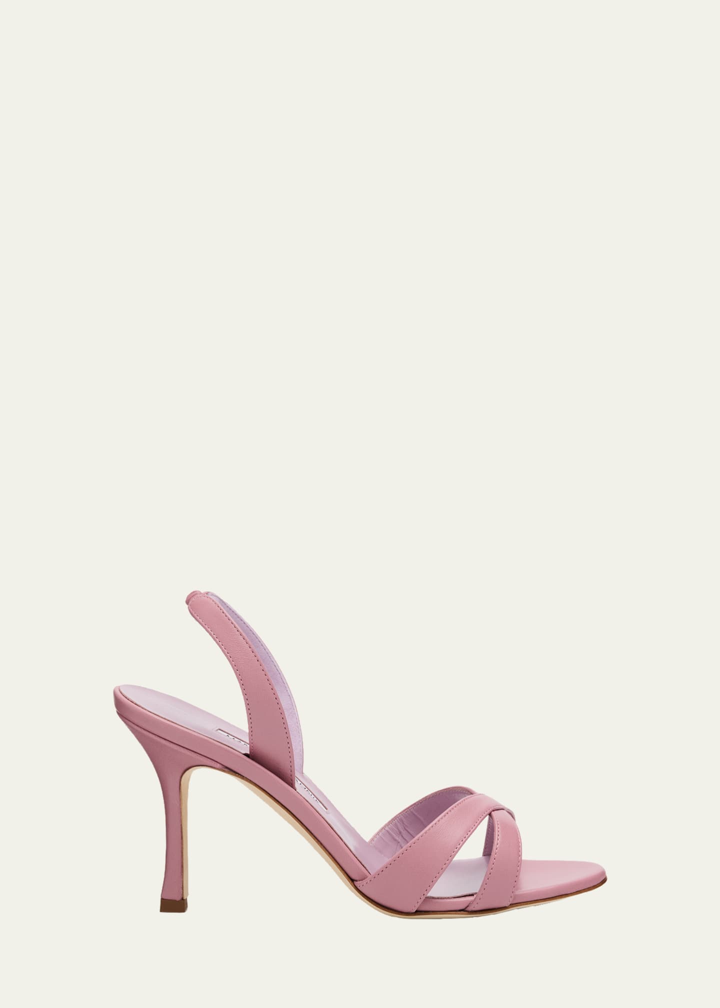 Manolo Blahnik 90mm Callasli Crossover Leather Slingback Sandals