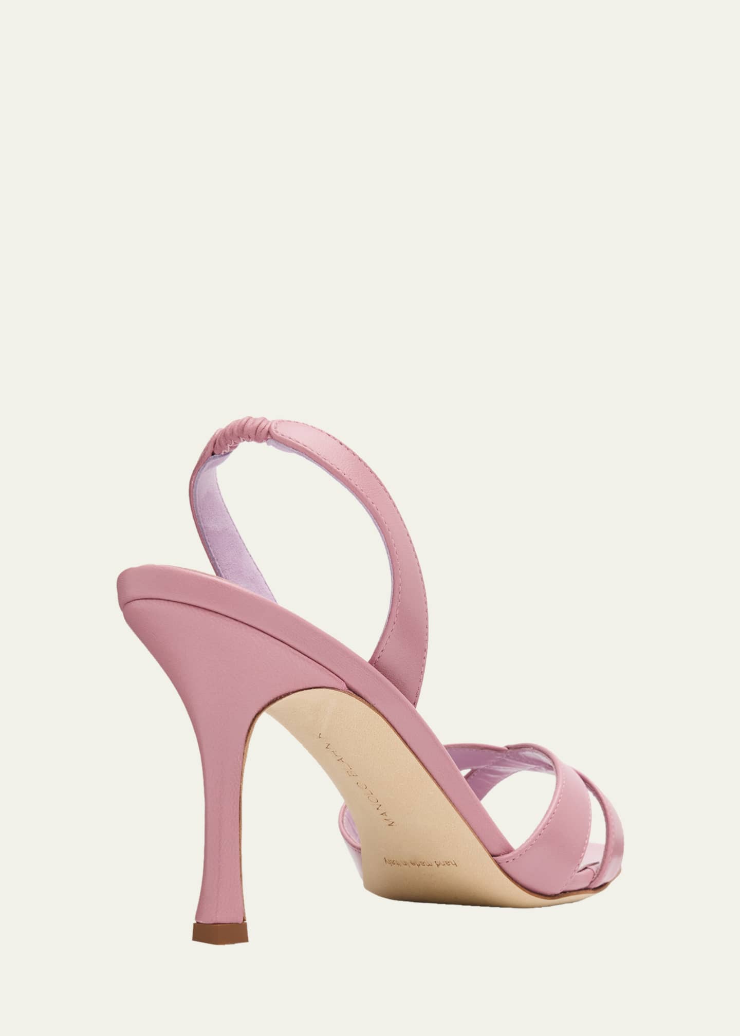 Manolo Blahnik 90mm Callasli Crossover Leather Slingback Sandals