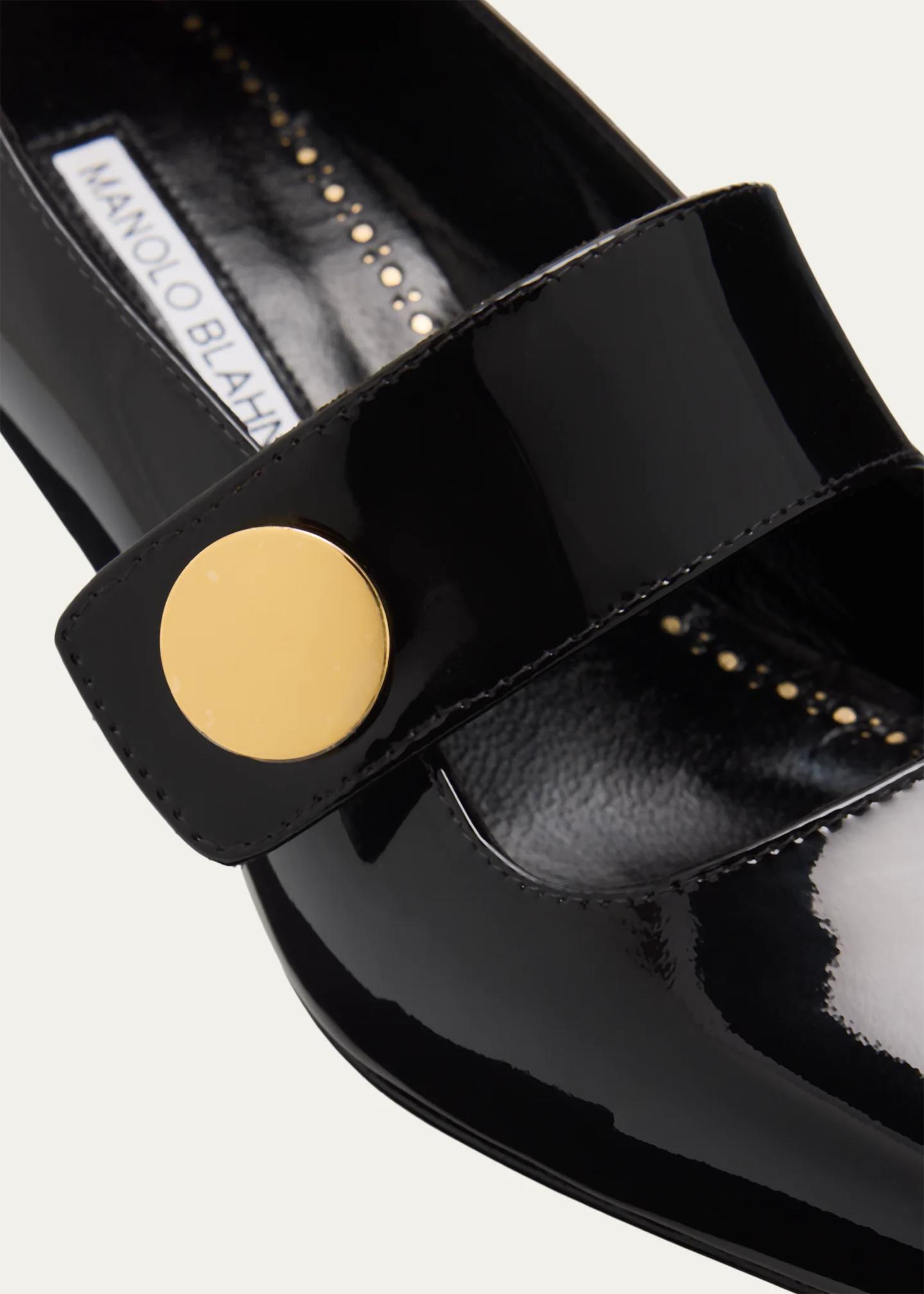 Manolo Blahnik 50mm Dorian Patent Leather Mary Jane Pumps