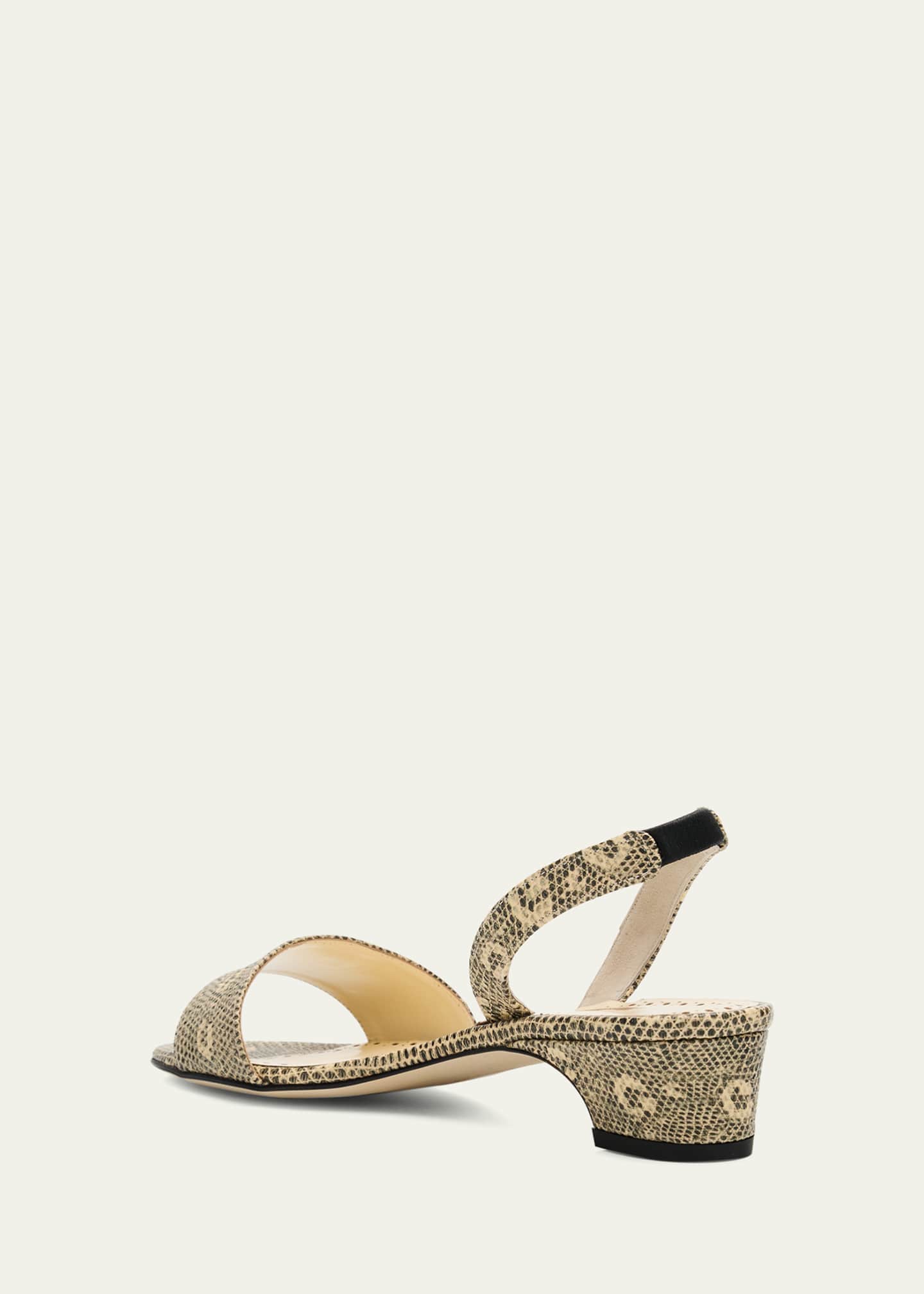 Manolo Blahnik ヒョウ柄スリングバックサンダル Manolo Blahnik 30mm Patobarnu Lizard-Print Leather Slingback