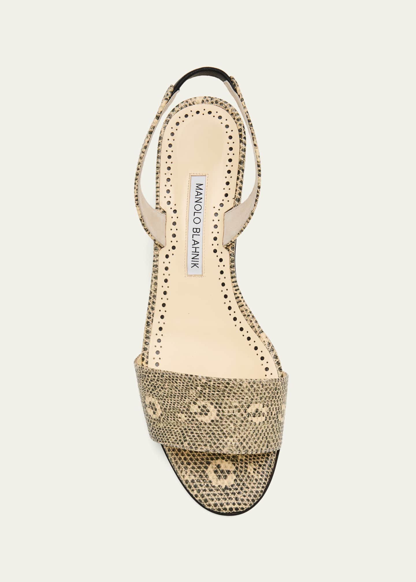 Manolo Blahnik 30mm Patobarnu Lizard-Print Leather Slingback