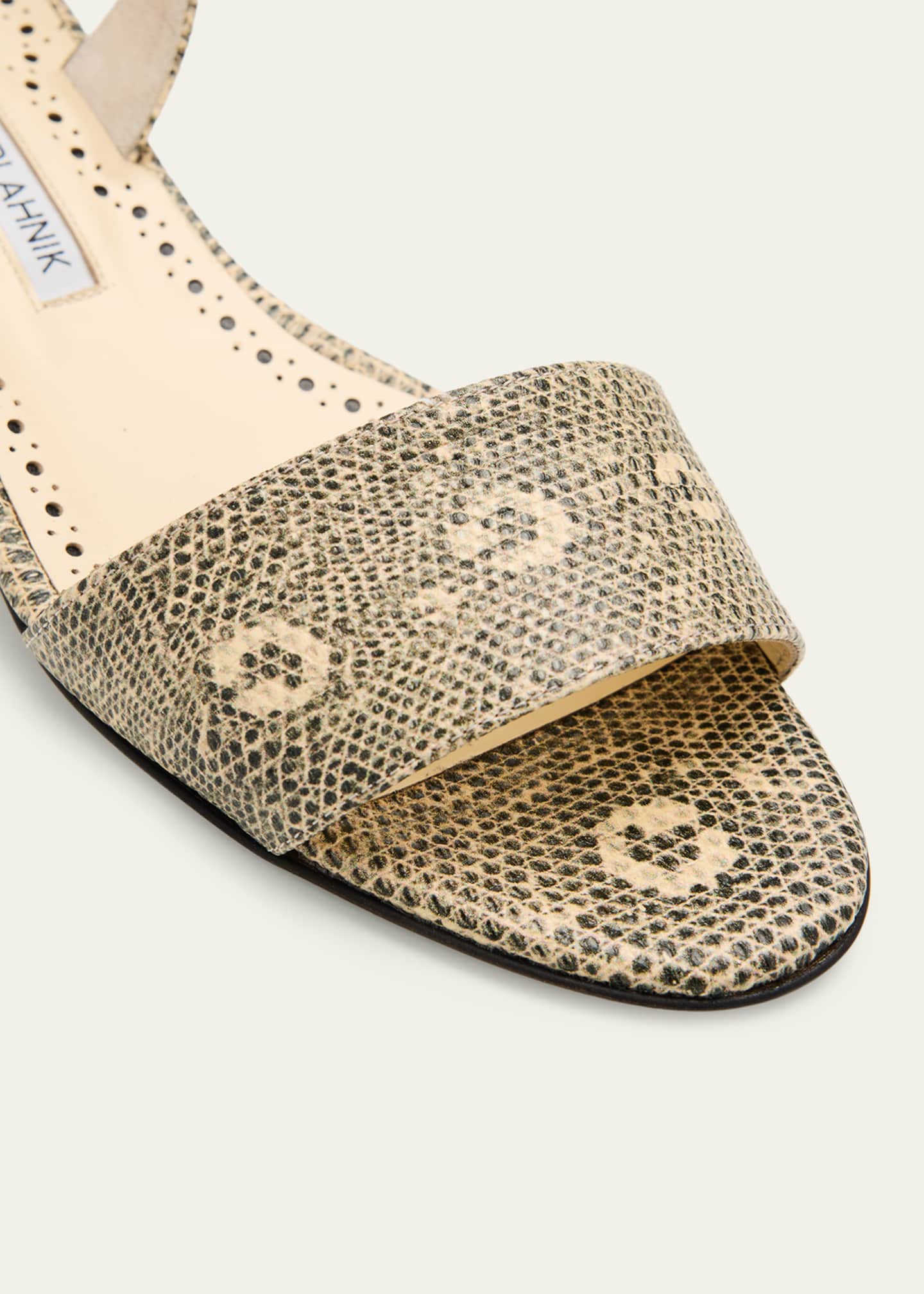 Manolo Blahnik ヒョウ柄スリングバックサンダル Manolo Blahnik 30mm Patobarnu Lizard-Print Leather Slingback