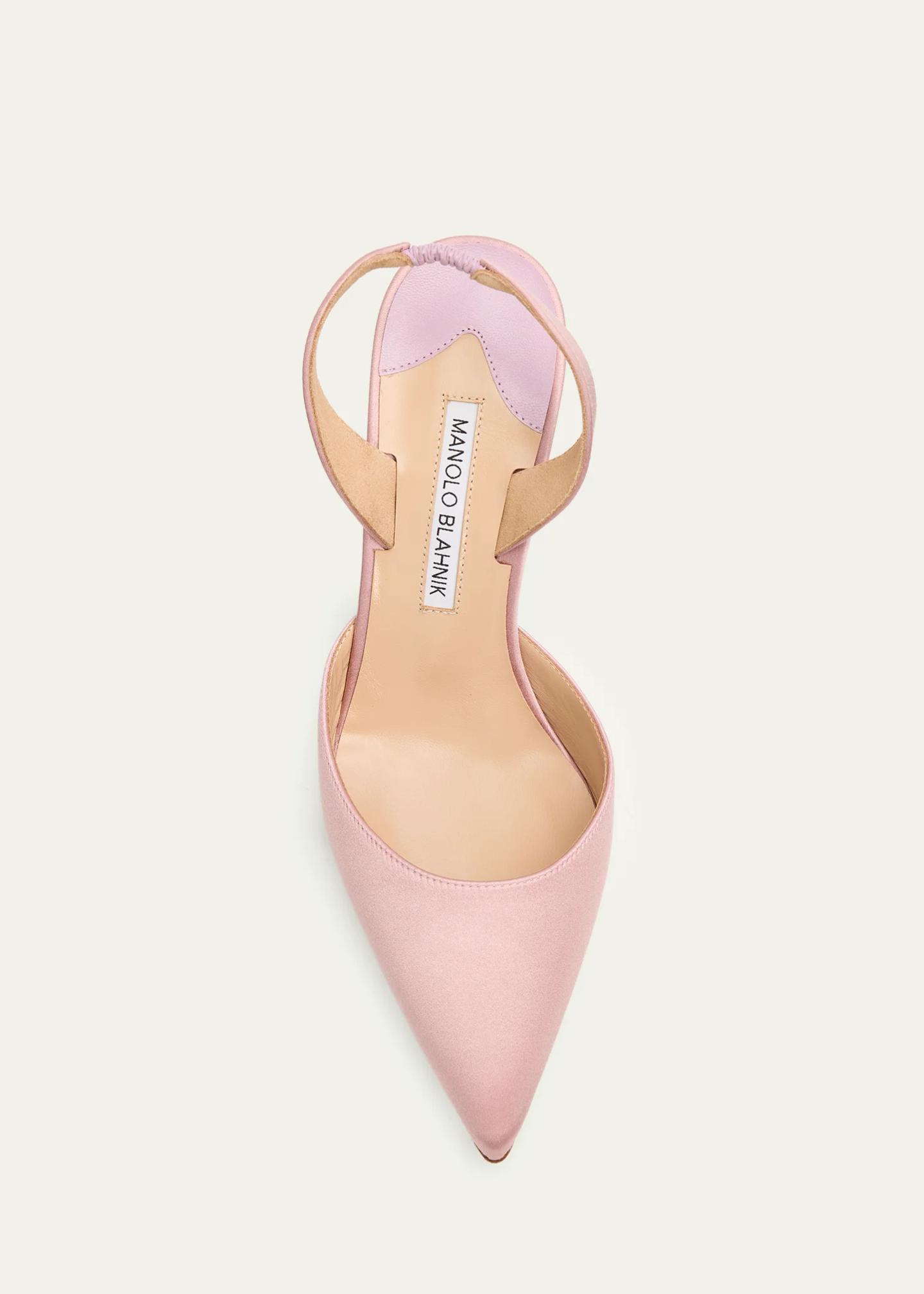Manolo Blahnik 70mm Carolyne Satin Slingback Pumps - Bergdorf Goodman