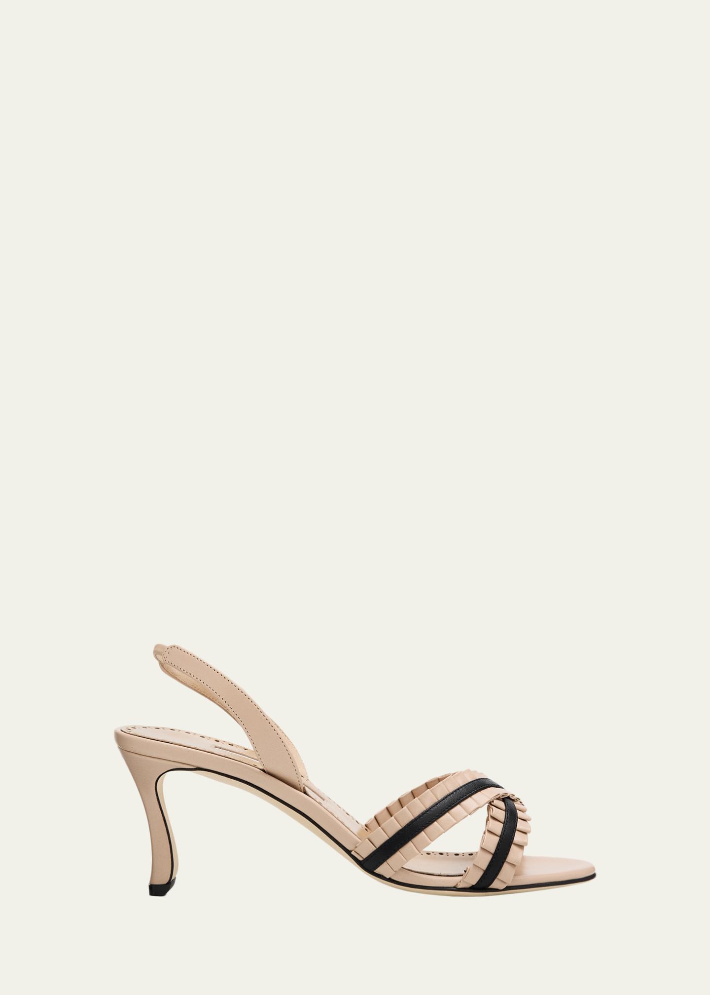 Manolo Blahnik 70mm Volusan Leather Slingback Pumps - Bergdorf Goodman