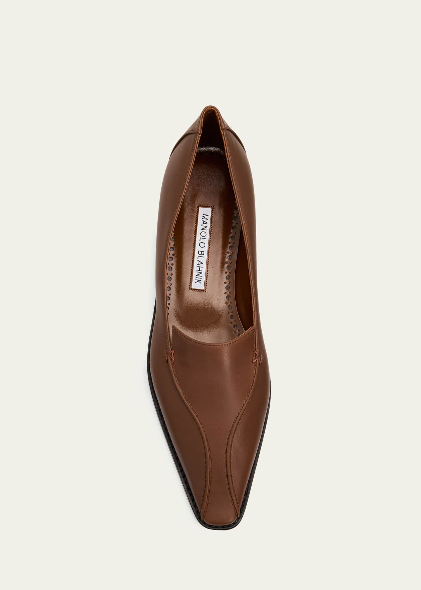 MANOLO BLAHNIK ブラウンフラットシューズ 38½ Manolo Blahnik Cleofelo Leather Flats - Bergdorf Goodman