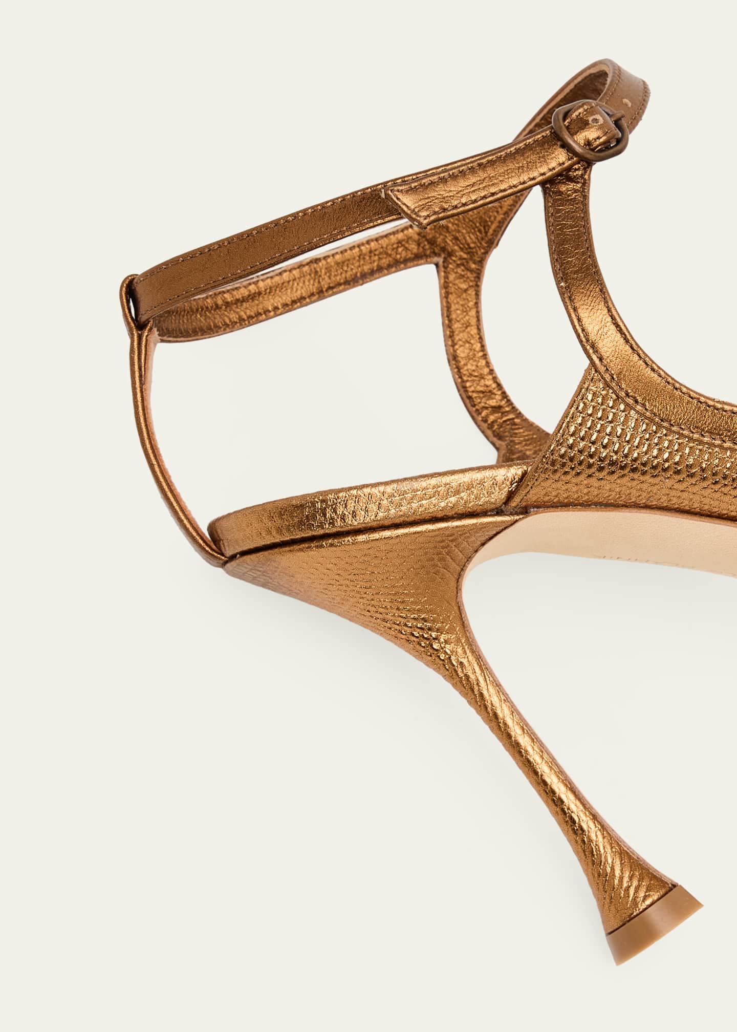 Manolo Blahnik 105mm Tibula Metallic Leather Sandals - Bergdorf