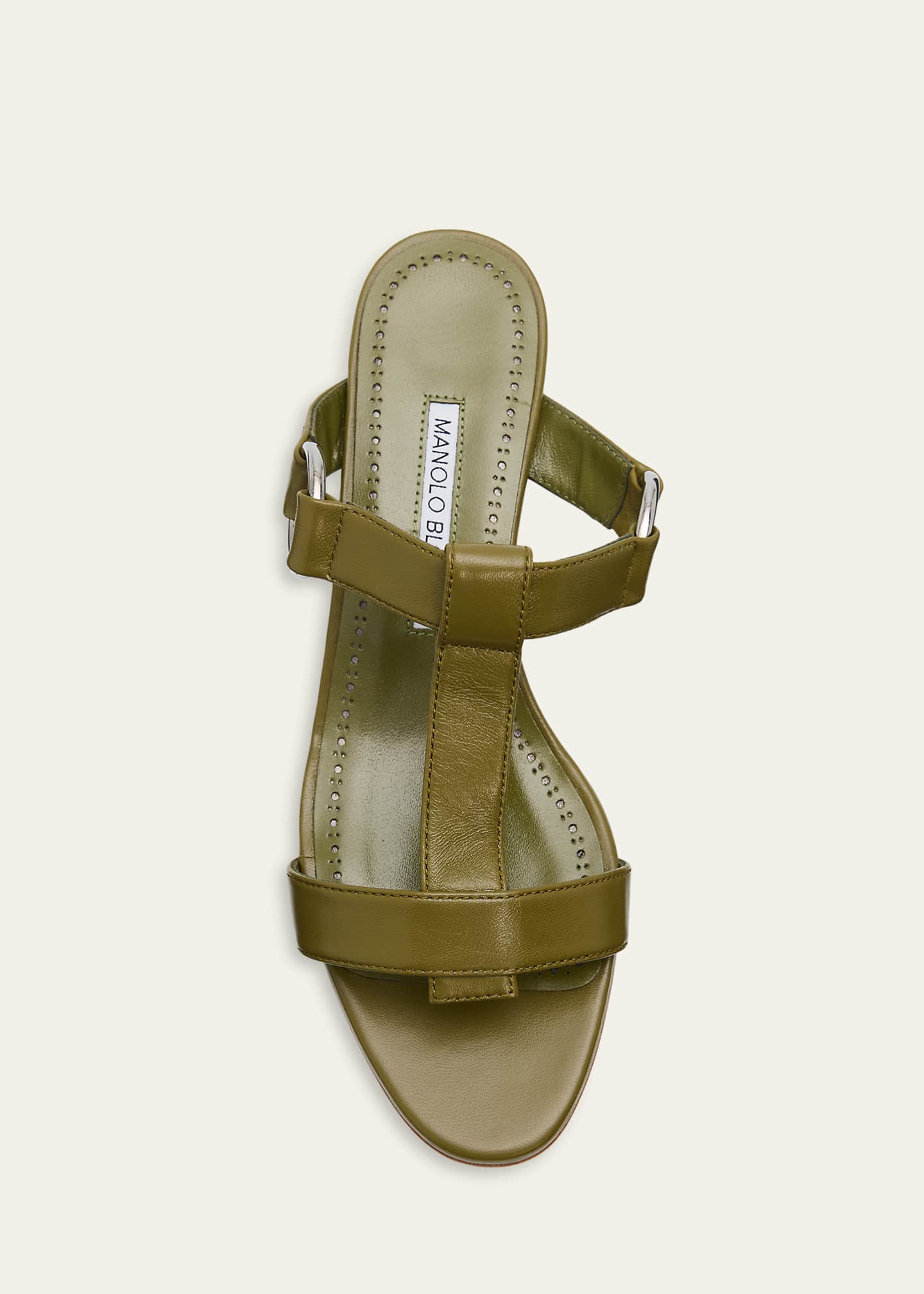 Manolo Blahnik 30mm Mionamu T-Bar Slide Sandals - Bergdorf Goodman