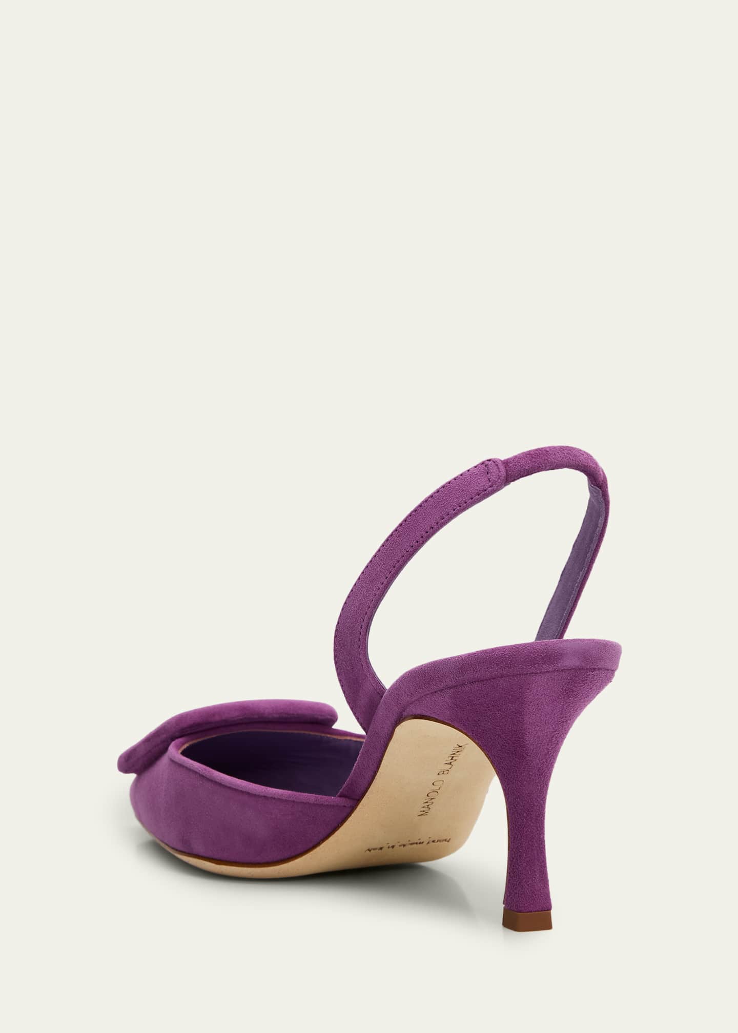 Manolo Blahnik 70mm Maysli Suede Slingback Pumps - Bergdorf Goodman