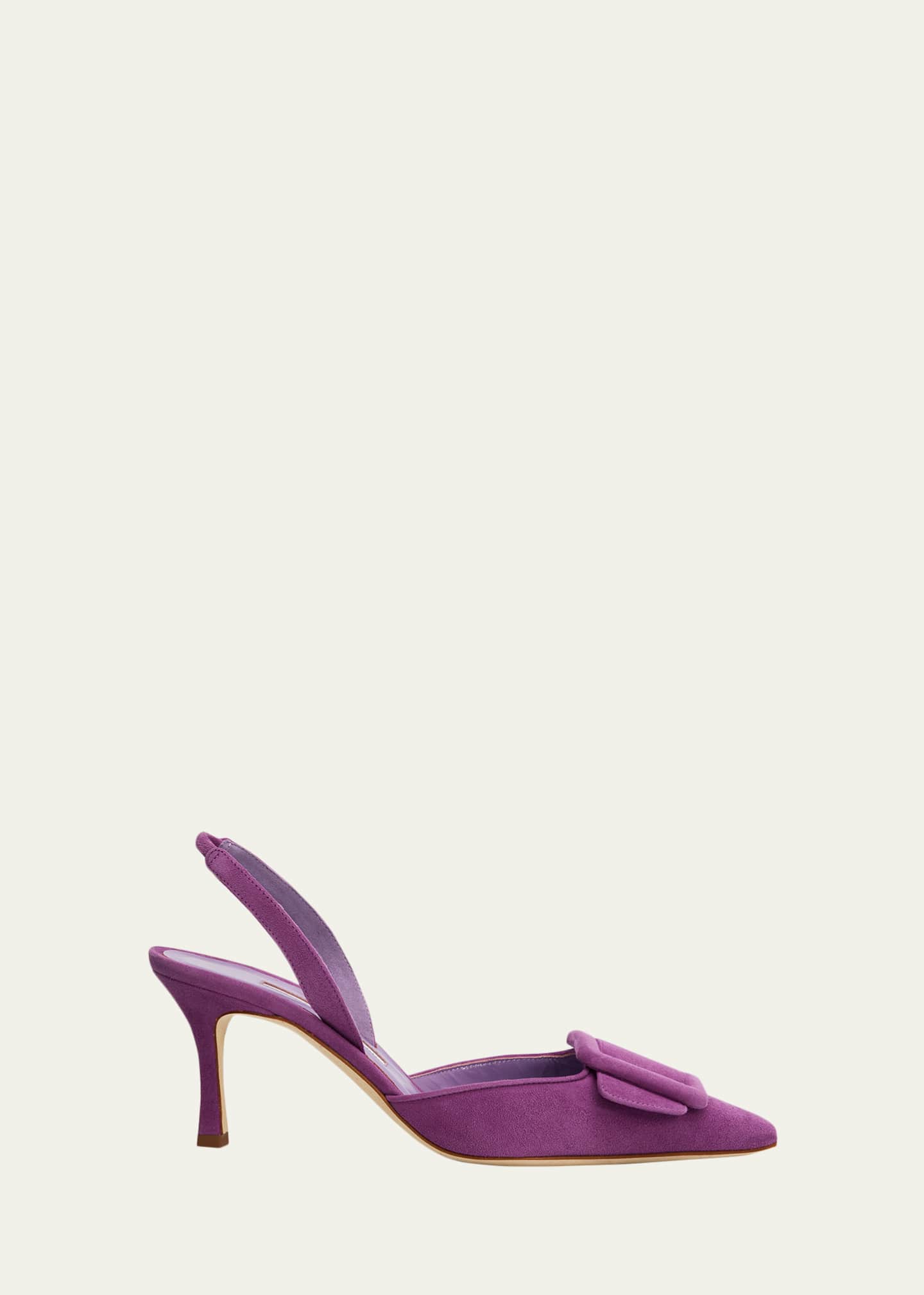 Manolo Blahnik 70mm Maysli Suede Slingback Pumps - Bergdorf Goodman