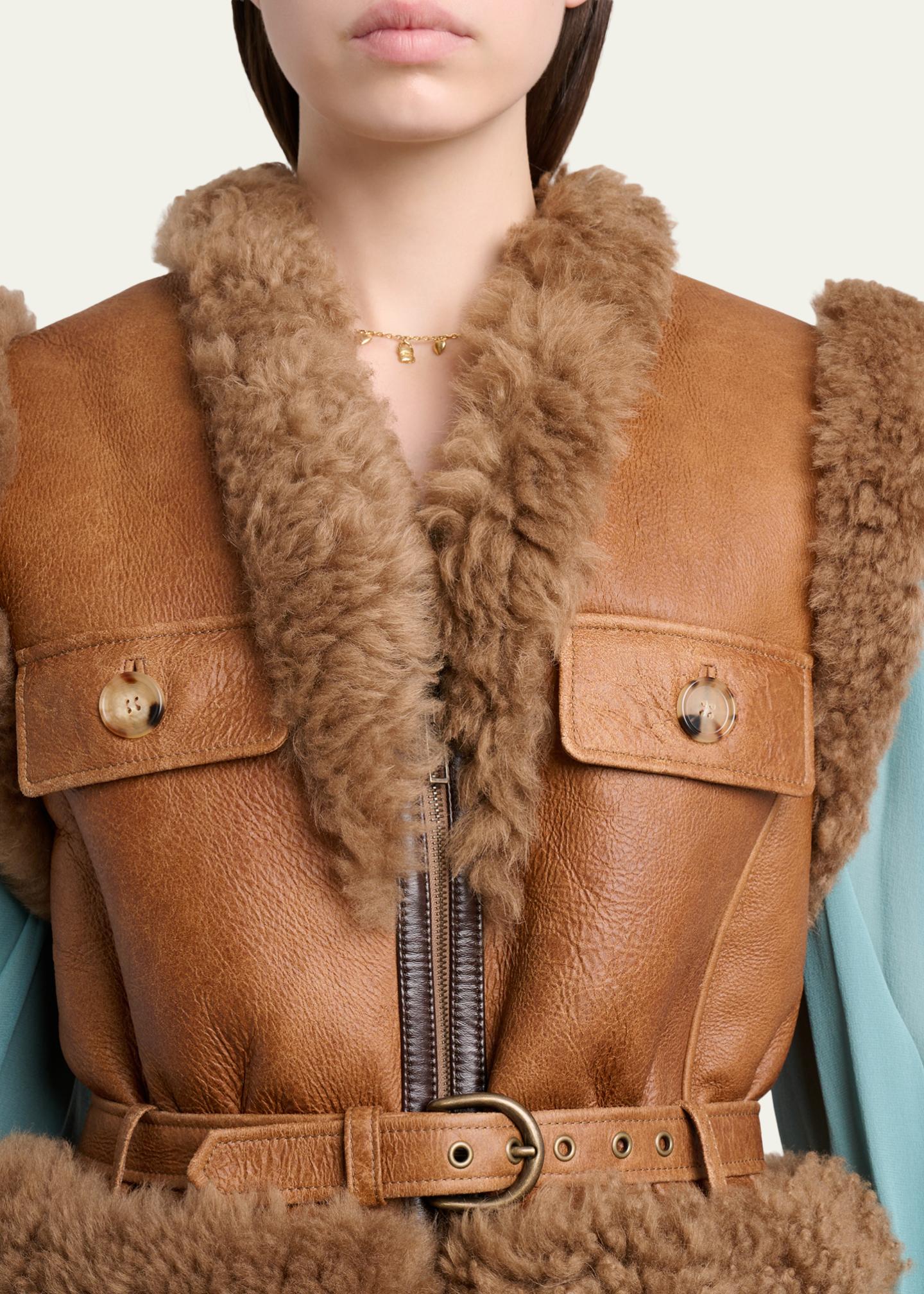 Chloé Lamb Shearling Belted Vest - Bergdorf Goodman
