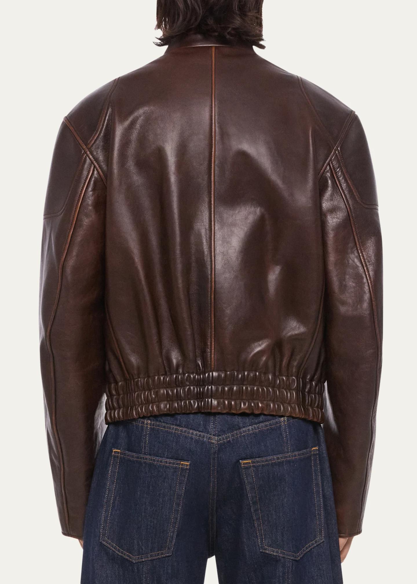 Helmut Lang Men's Leather Concealed-Zip Moto Jacket - Bergdorf Goodman