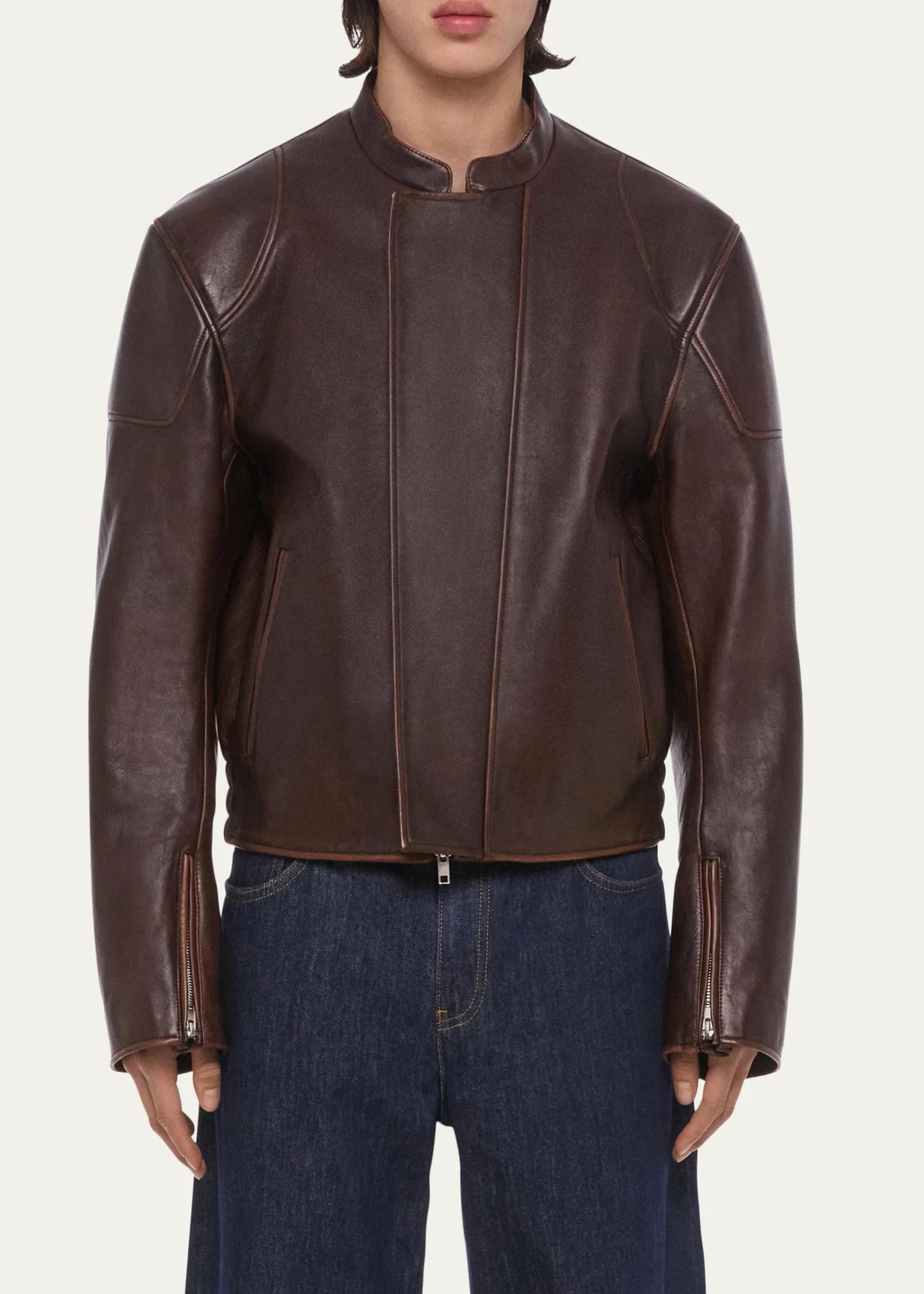 Helmut Lang Men's Leather Concealed-Zip Moto Jacket - Bergdorf Goodman