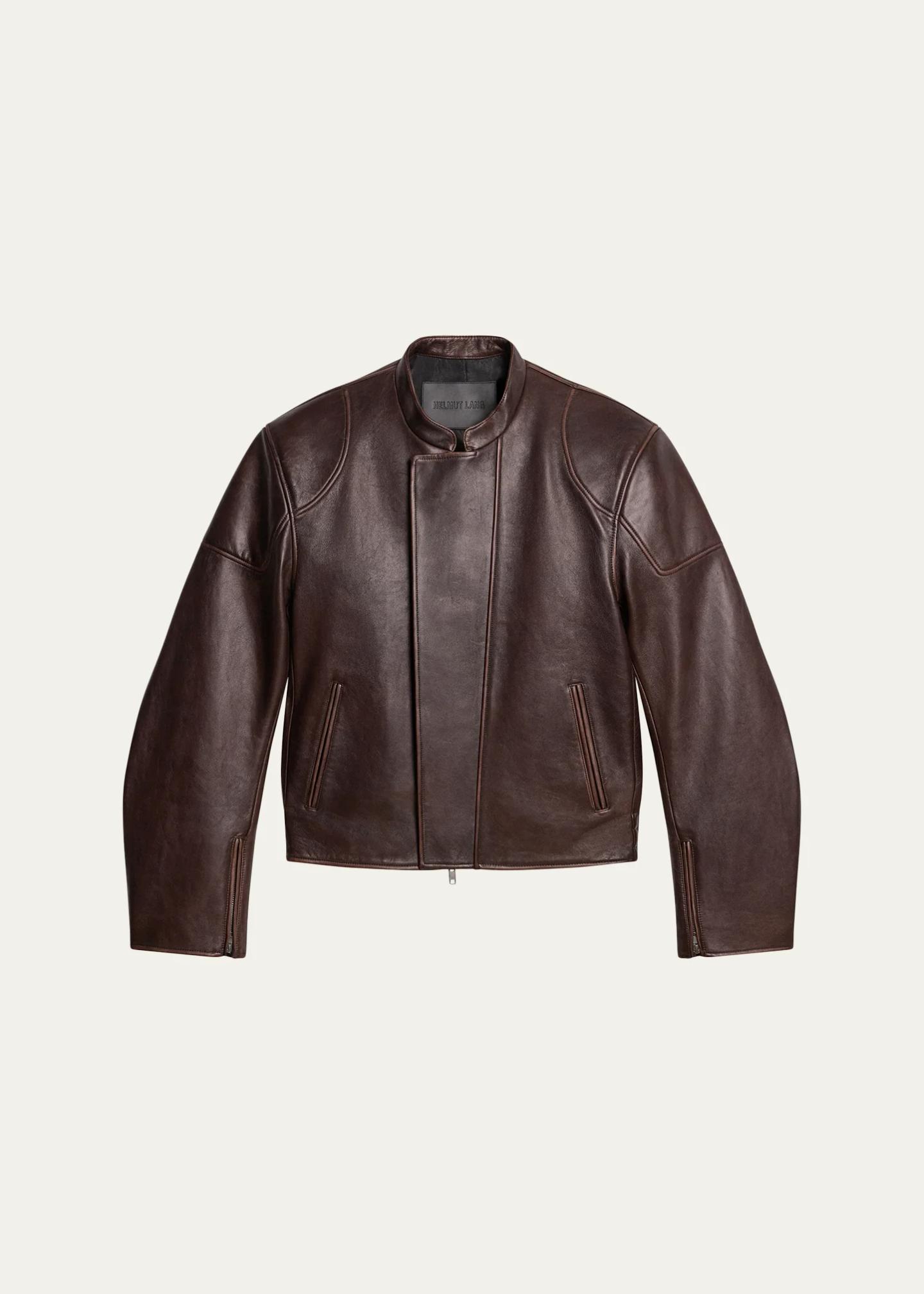 Helmut Lang Men's Leather Concealed-Zip Moto Jacket - Bergdorf Goodman