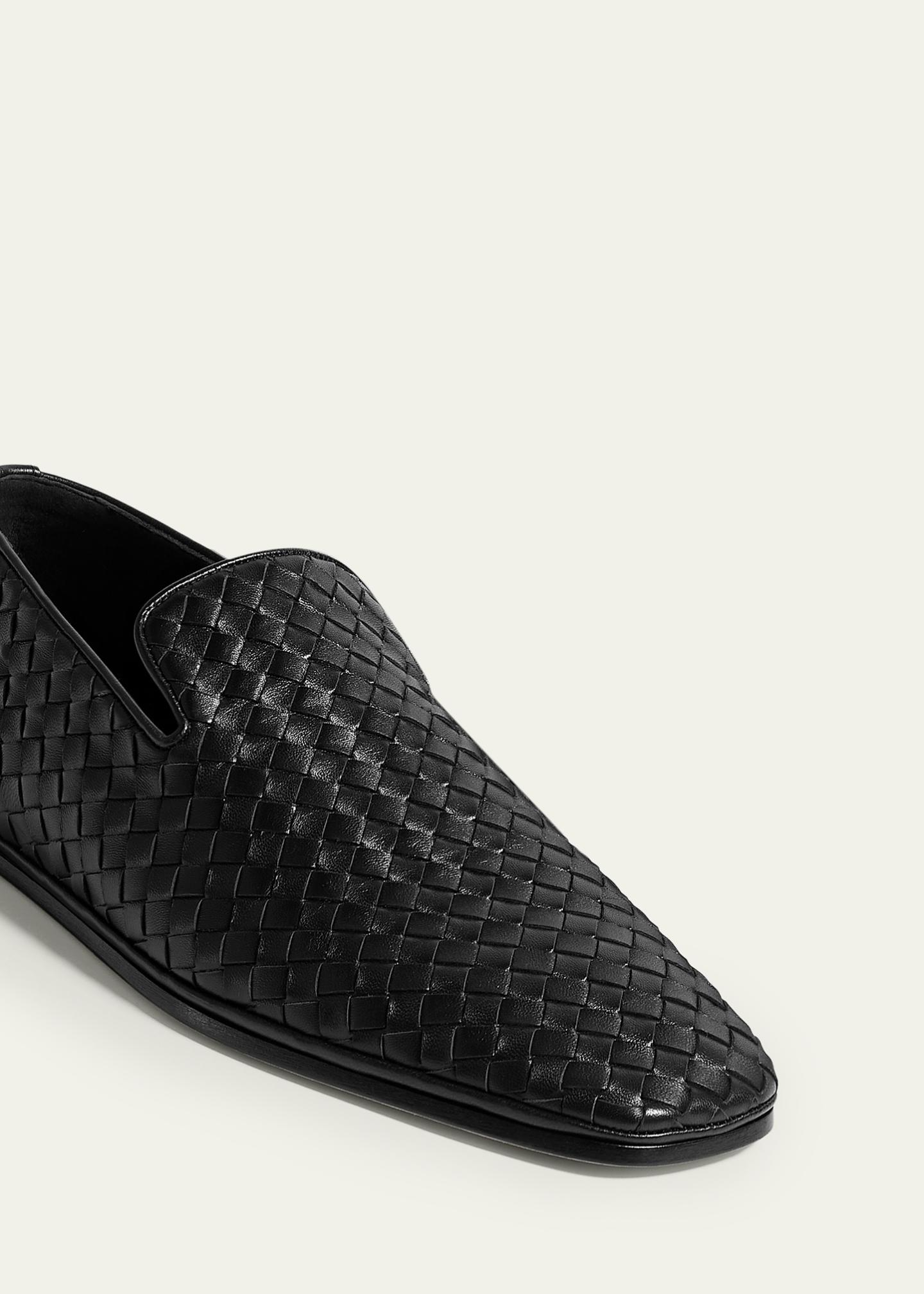 Bottega Veneta Men's Palazzo Intrecciato Leather Square-Toe