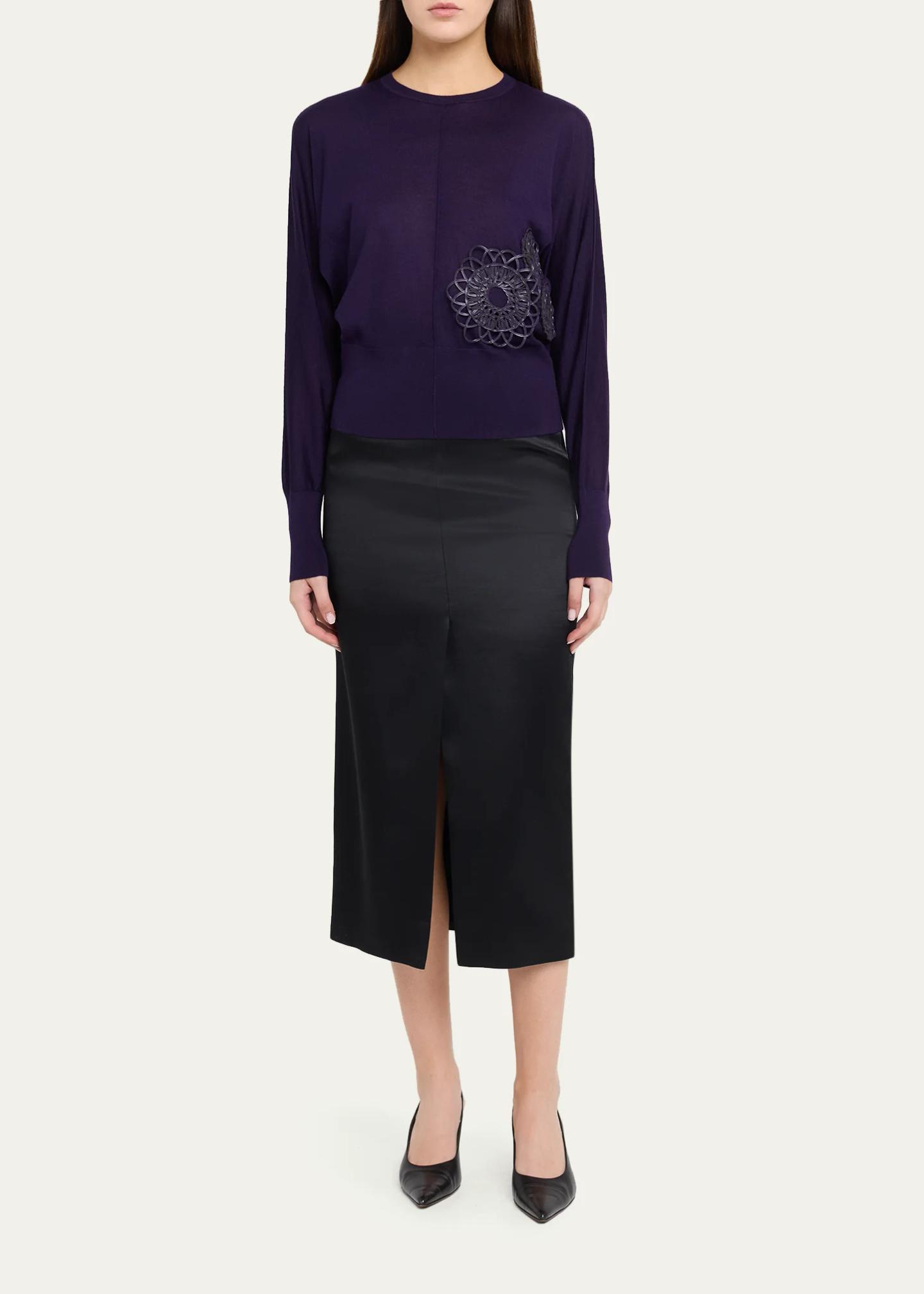 Akris Silk Satin Slit Midi Pencil Skirt - Bergdorf Goodman