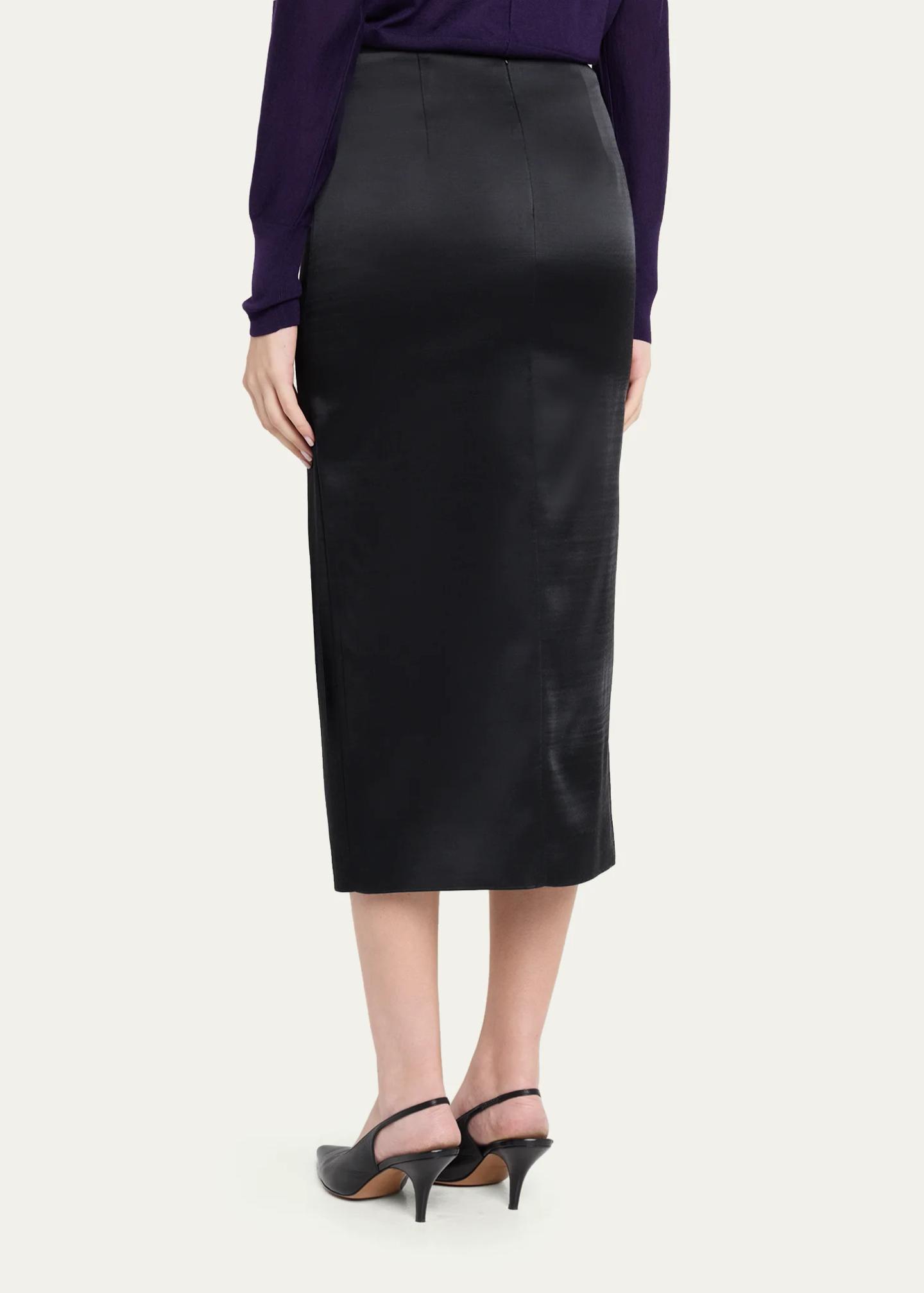Akris Silk Satin Slit Midi Pencil Skirt - Bergdorf Goodman