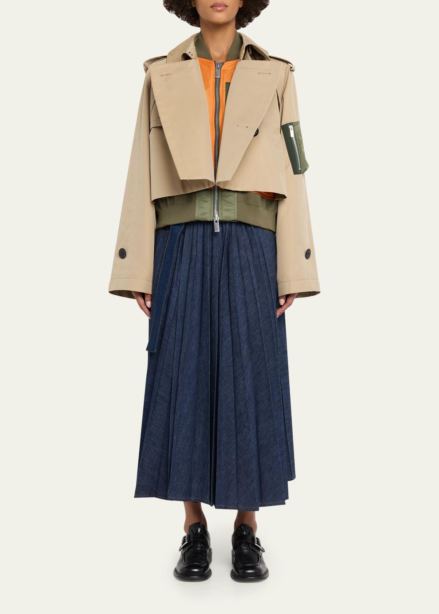 sacai Cotton Gabardine Hybrid Short Trench Coat - Bergdorf Goodman