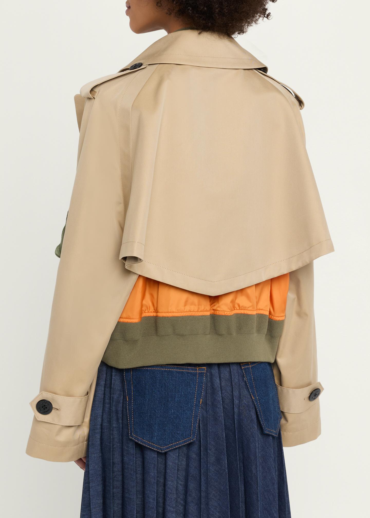 sacai Cotton Gabardine Hybrid Short Trench Coat - Bergdorf Goodman