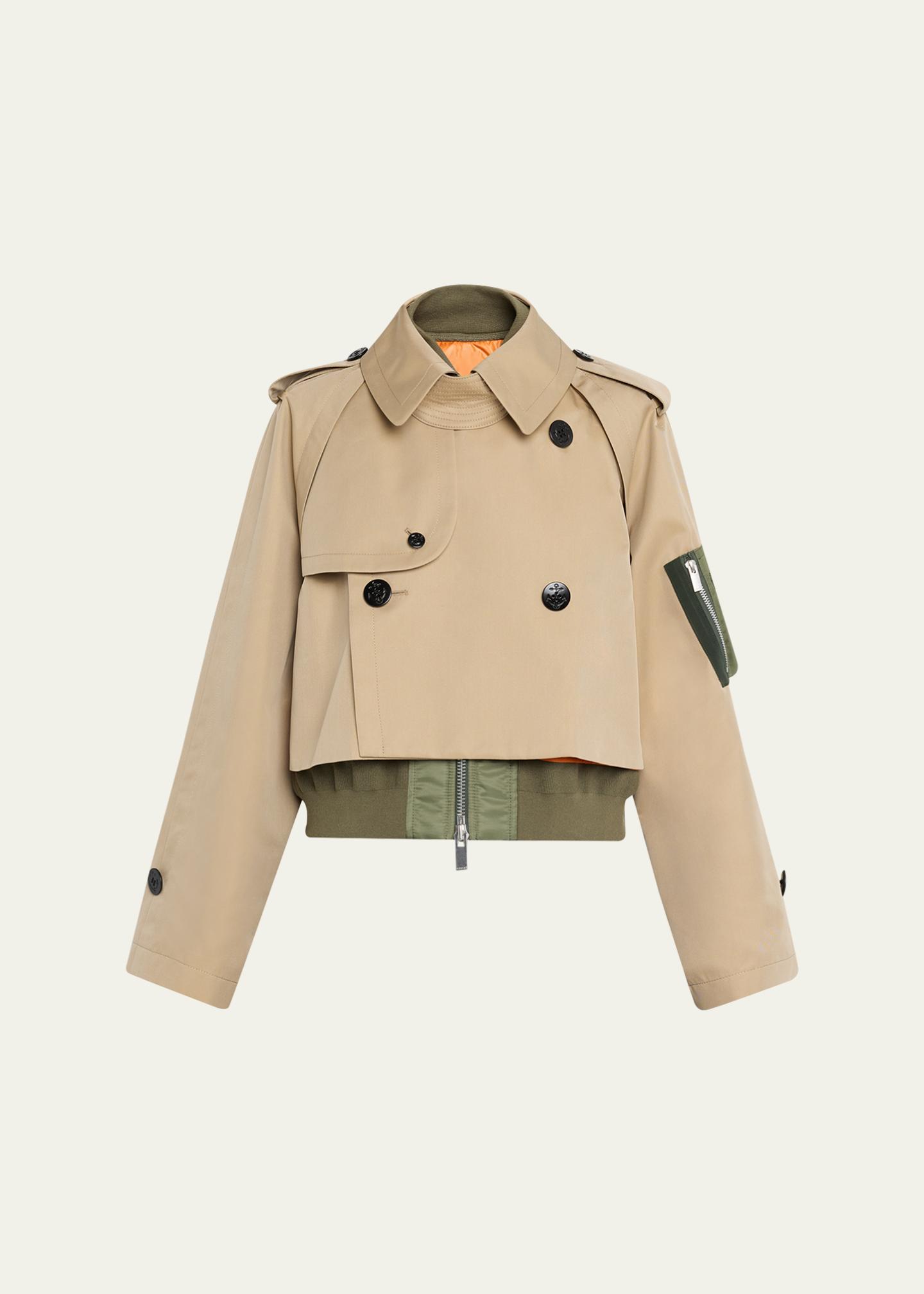 sacai Cotton Gabardine Hybrid Short Trench Coat - Bergdorf Goodman