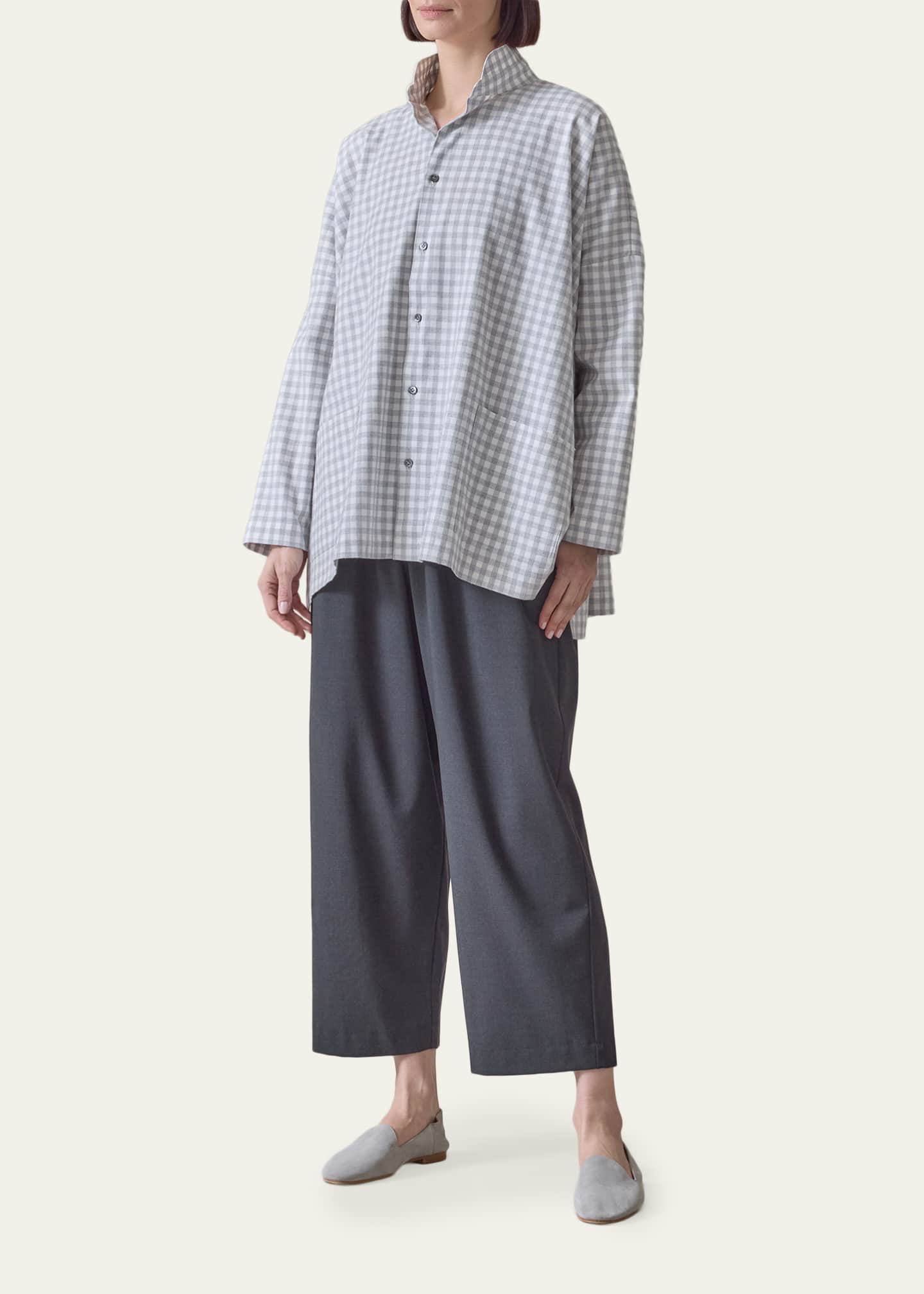 Eskandar Wide Brushed Gingham Cotton Shirt - Bergdorf Goodman