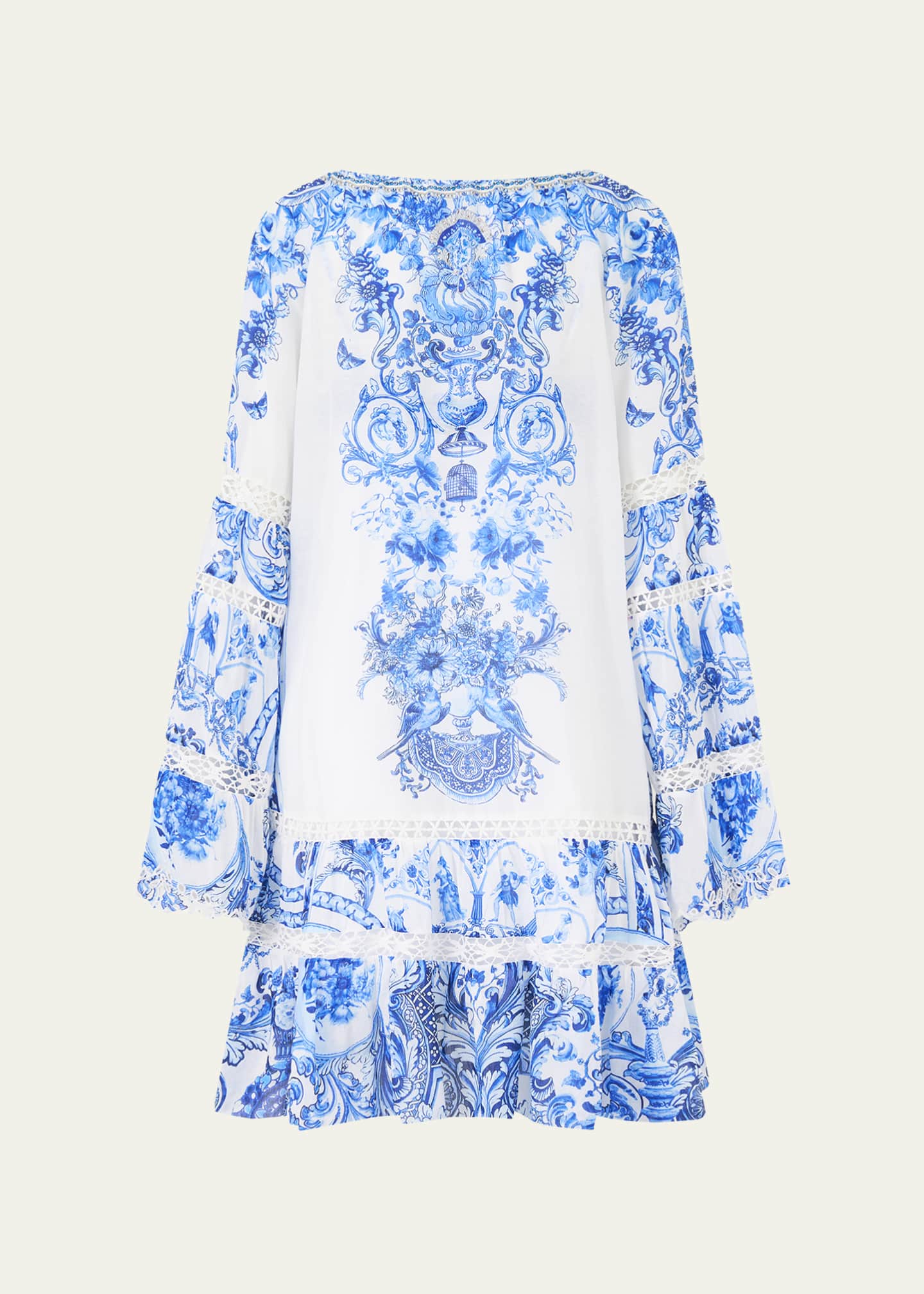Camilla Ceramic Panoramic A-Line Gathered Mini Dress - Bergdorf