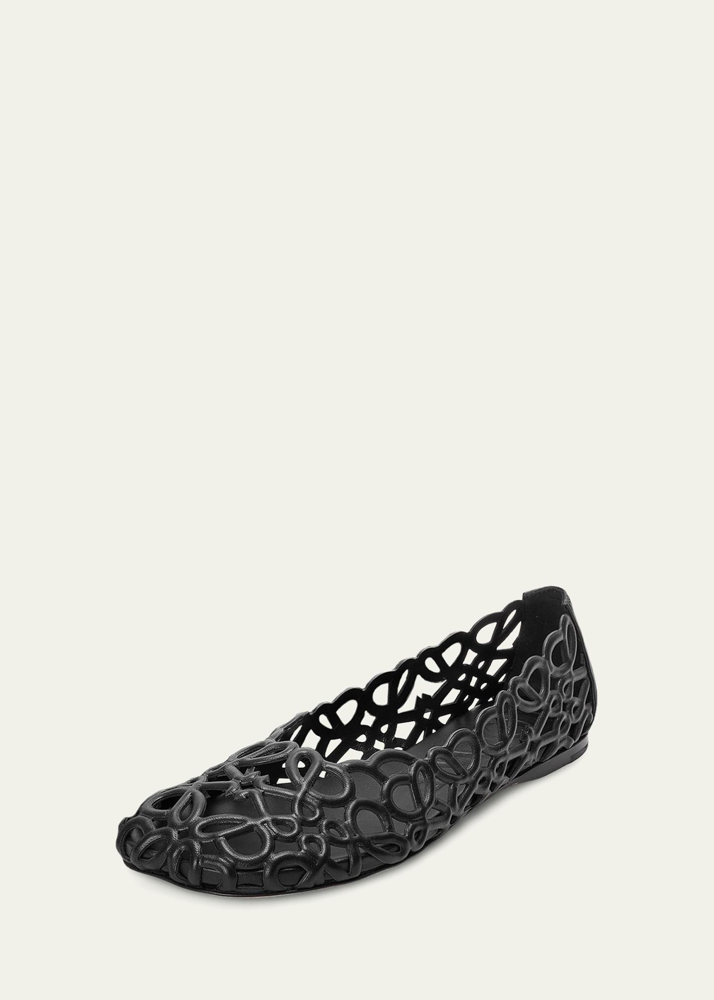 LOEWE Petal Anagram Leather Ballerina Flats - Bergdorf Goodman