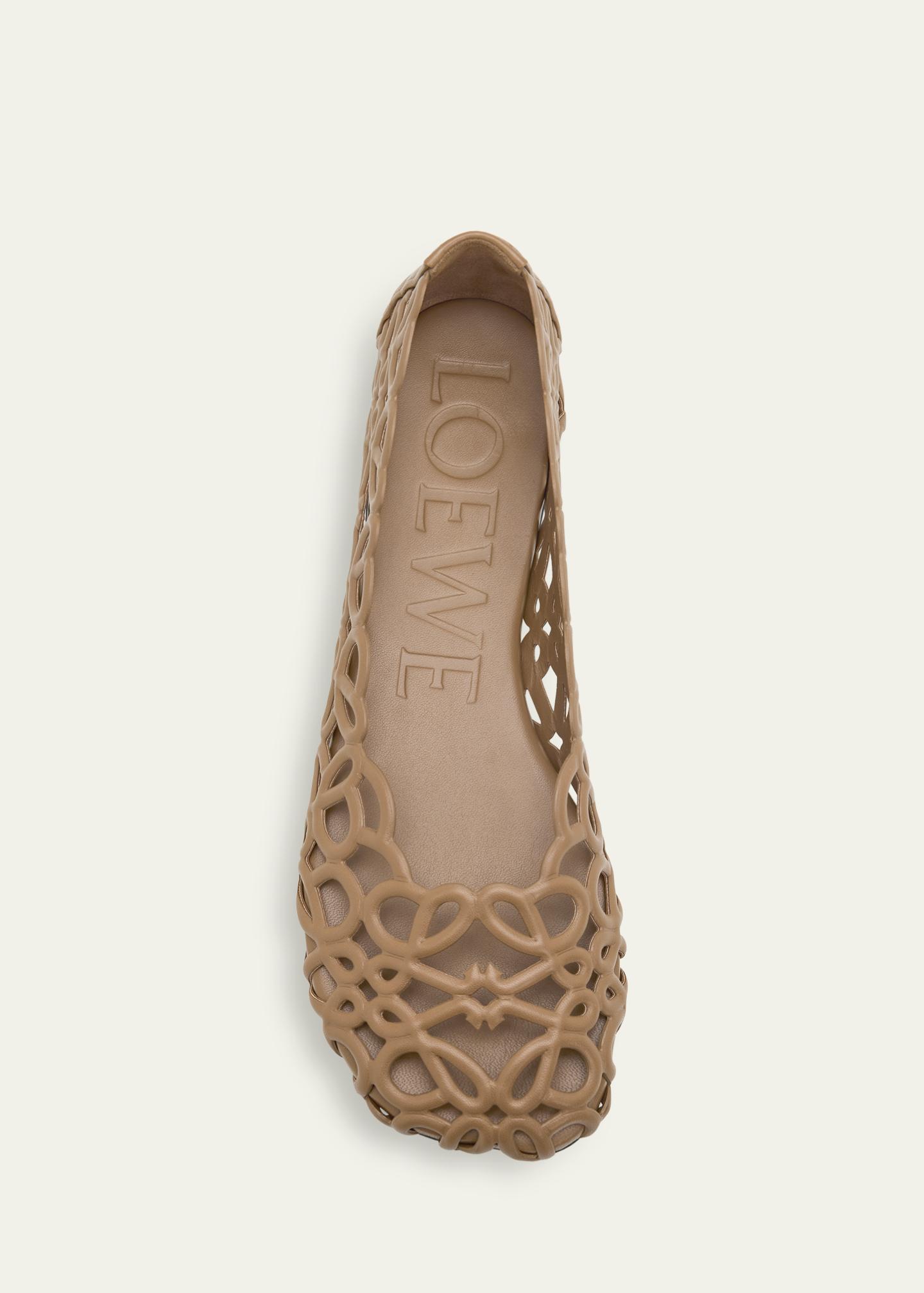 LOEWE Petal Anagram Leather Ballerina Flats - Bergdorf Goodman