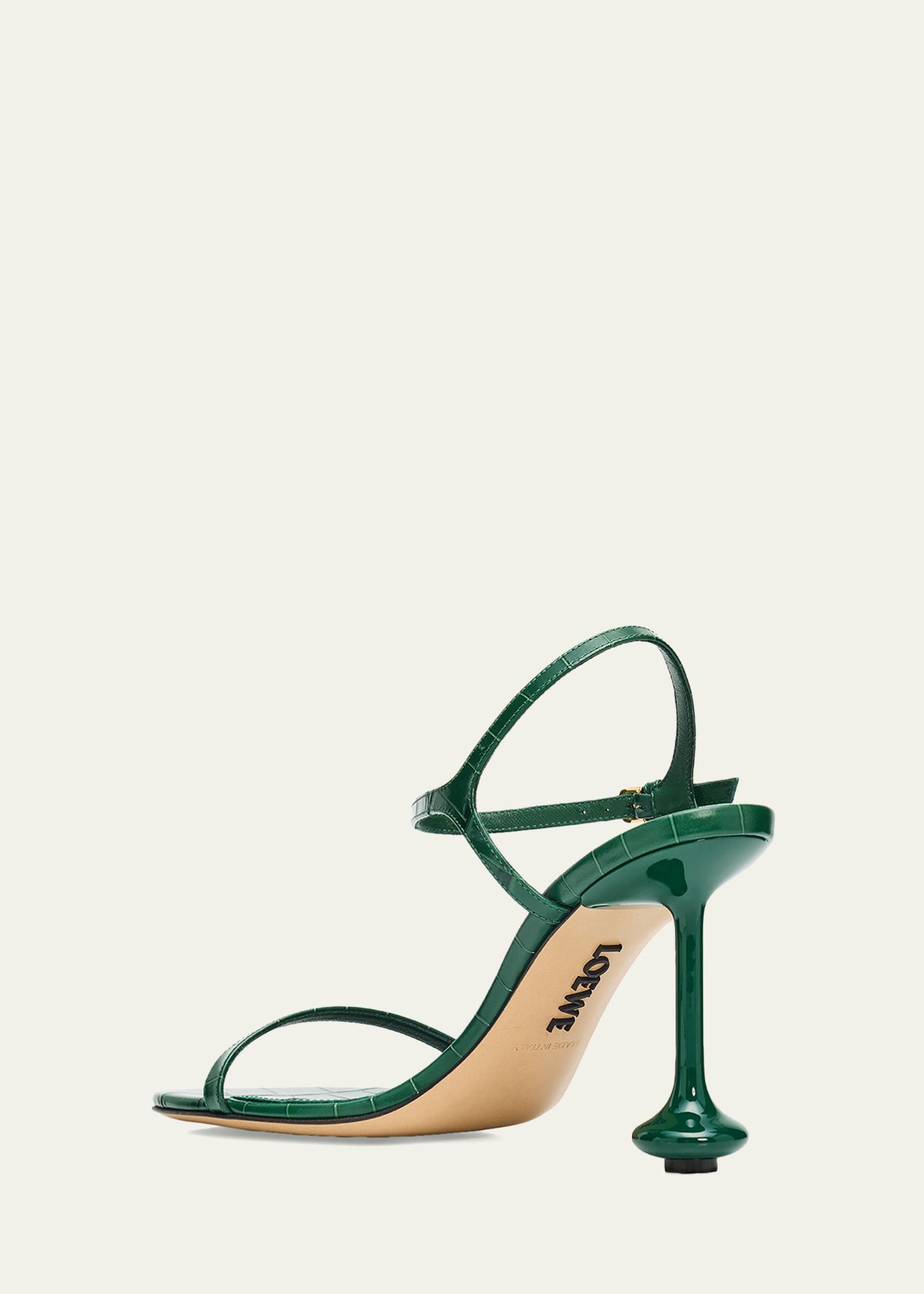 LOEWE 90mm Toy Croc-Embossed Leather Sandals - Bergdorf Goodman