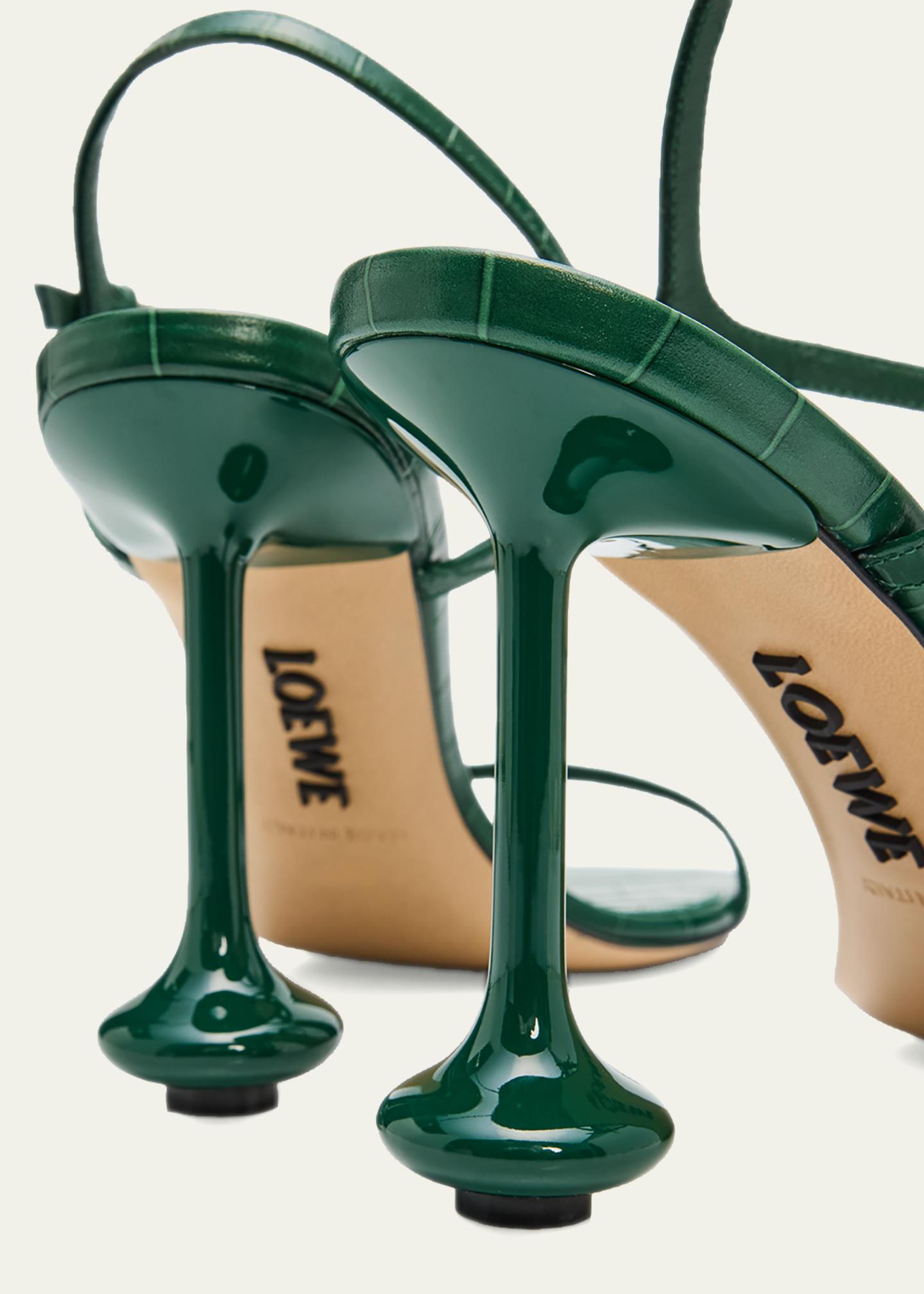 LOEWE 90mm Toy Croc-Embossed Leather Sandals - Bergdorf Goodman