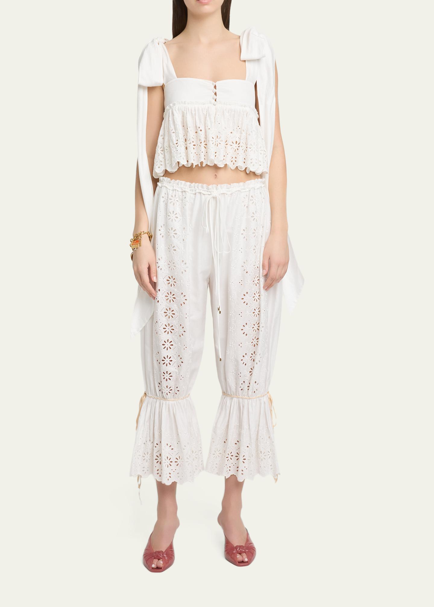 Chloe Soft Cotton Eyelet Pants - Bergdorf Goodman