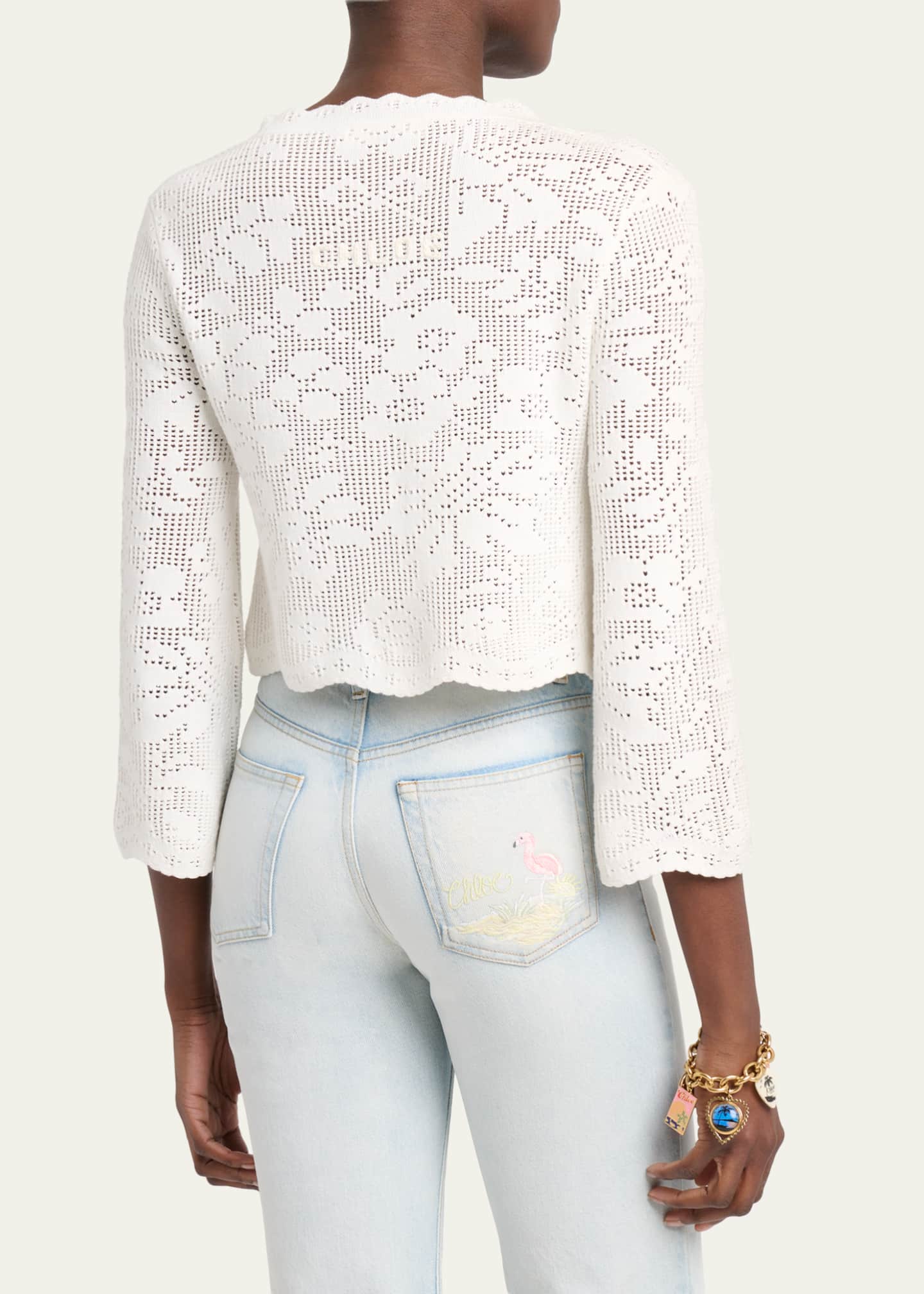 Chloe Scalloped Cotton Pointelle-Knit Cardigan - Bergdorf Goodman