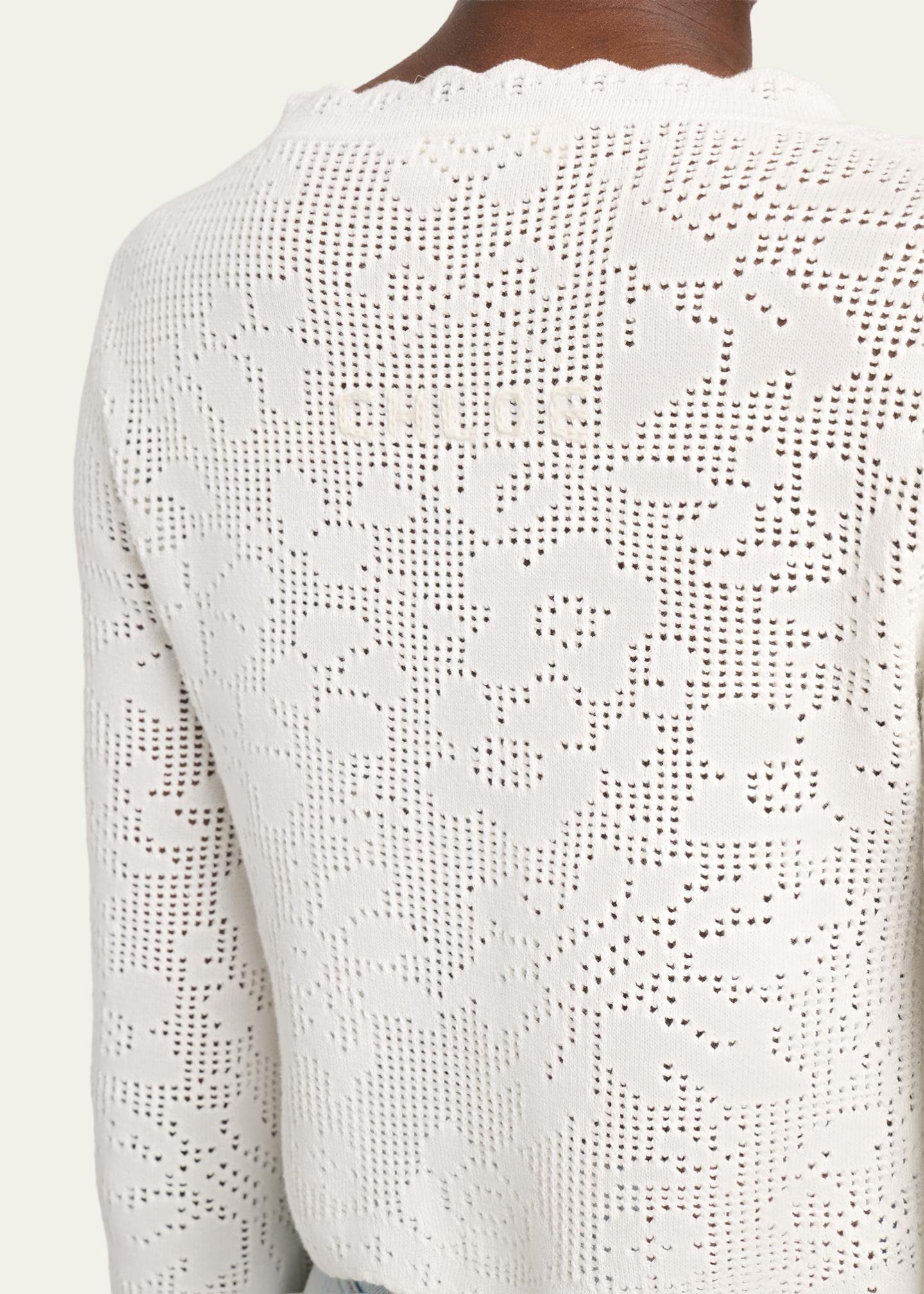 Chloe Scalloped Cotton Pointelle-Knit Cardigan - Bergdorf Goodman