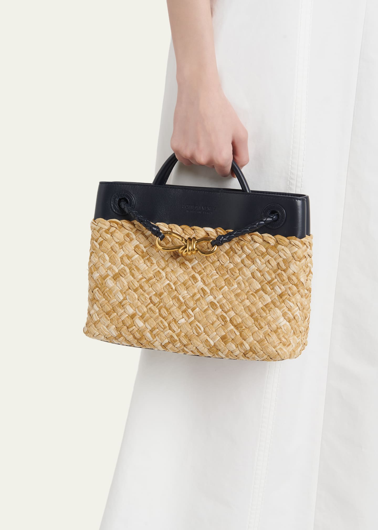 Bottega Veneta Andiamo Small Raffia Crossbody Bag - Bergdorf Goodman