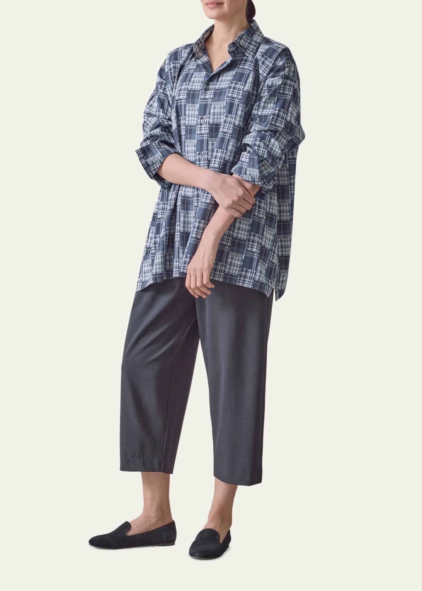 Eskandar A-Line Patchwork Plaid Cotton Shirt - Bergdorf Goodman