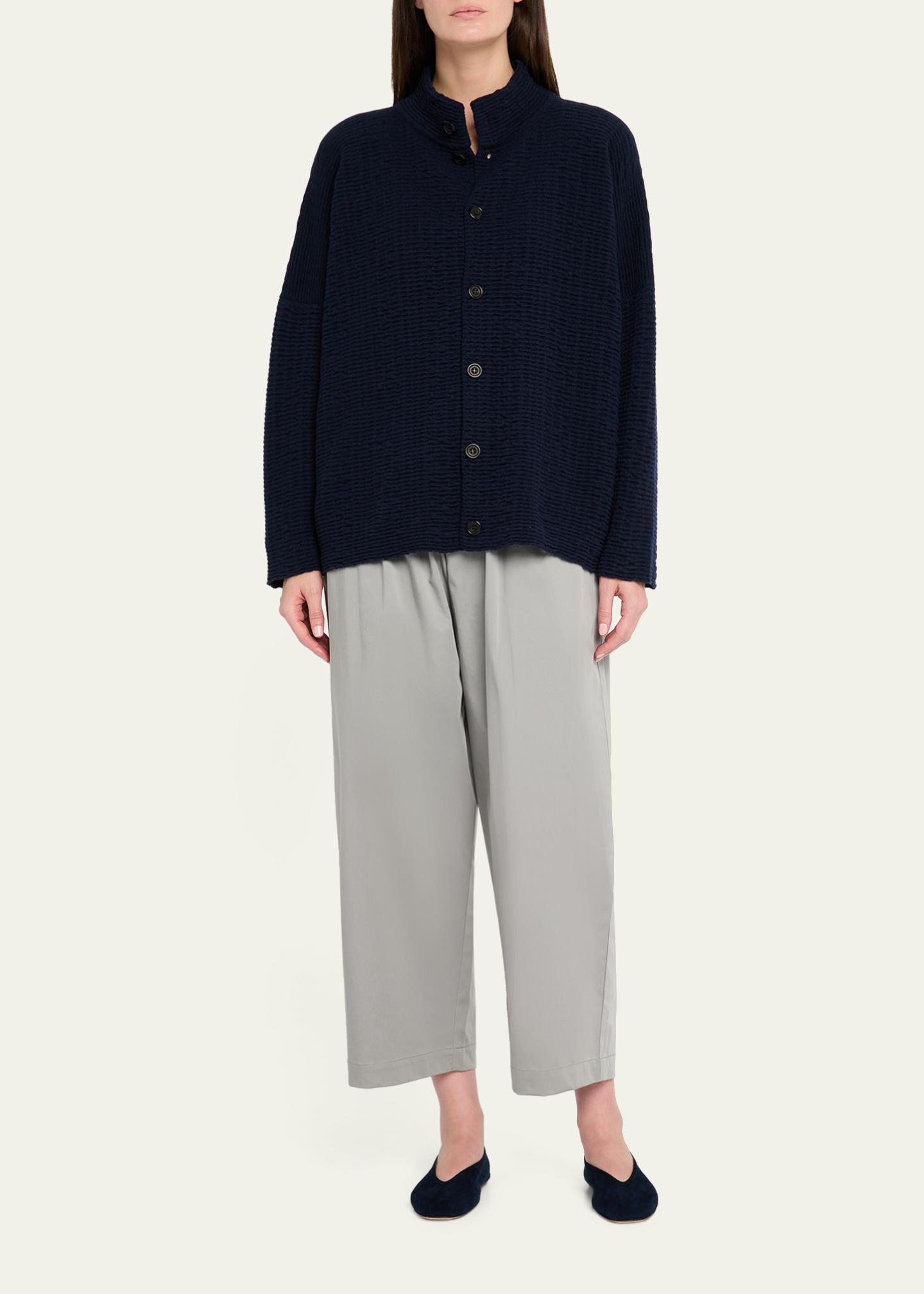 Eskandar 3/4 Width High Neck Cardigan- Mid Length - Bergdorf Goodman