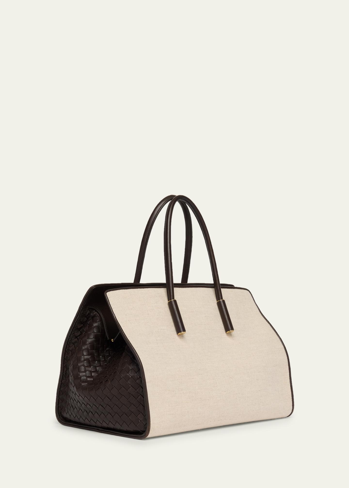 Bottega Veneta ノベルティ キャンバストートバッグ Bottega Veneta Canvas Tote Bag Leather | ヤマダウェブコム
