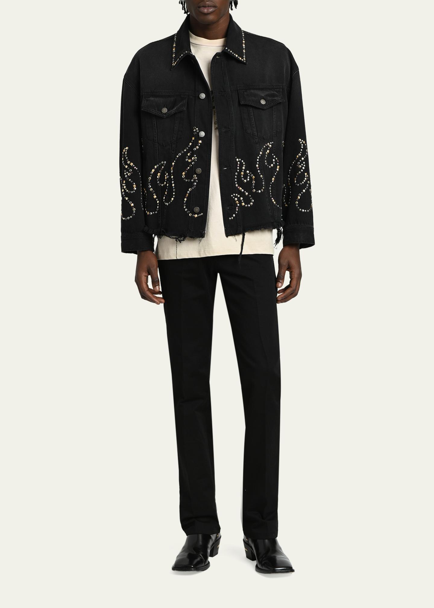 Amiri Men's Oversized Studded Flame Black Denim Jacket - Bergdorf