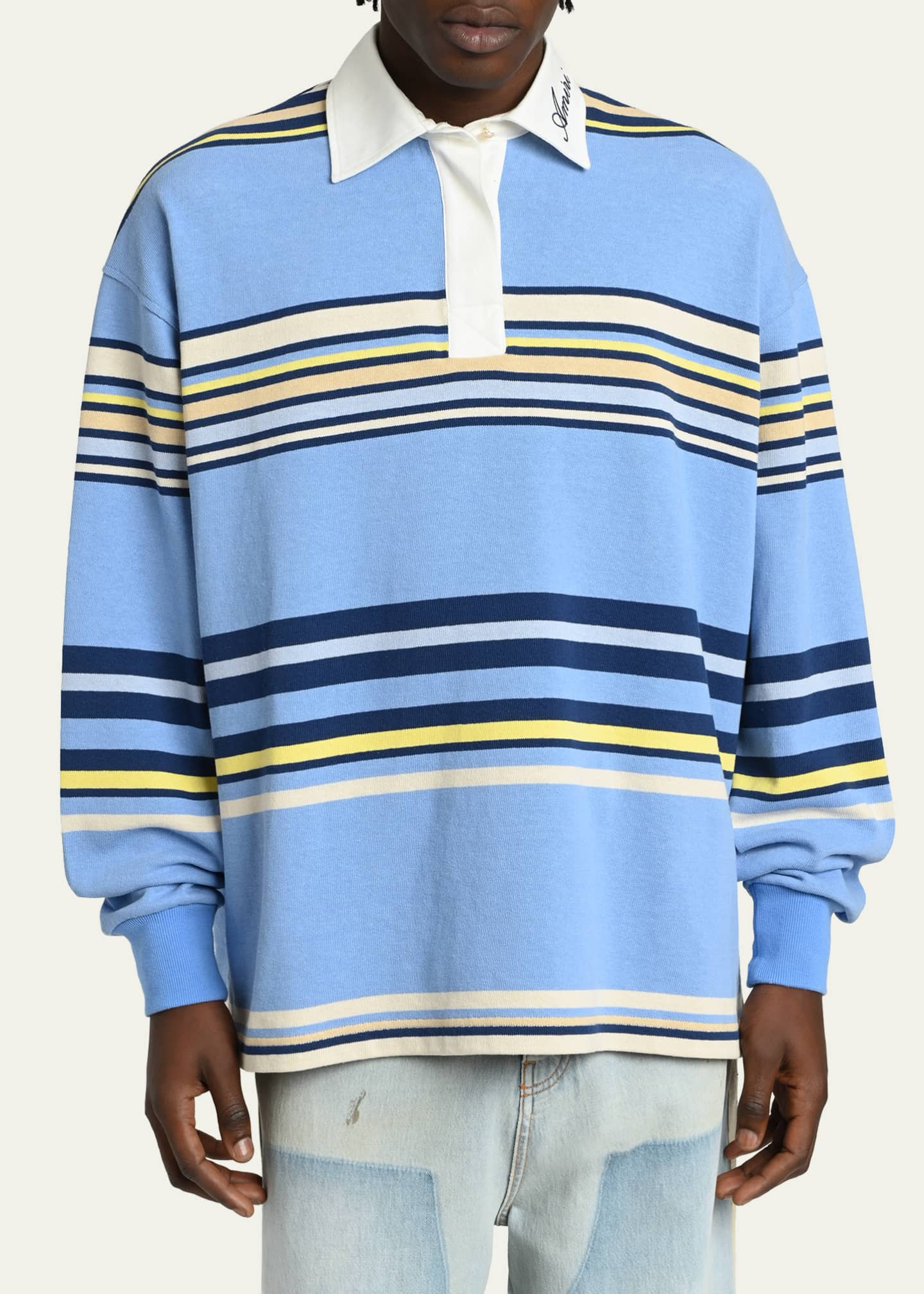 Amiri Men's Cotton Multi-Stripe Long-Sleeve Polo Shirt - Bergdorf