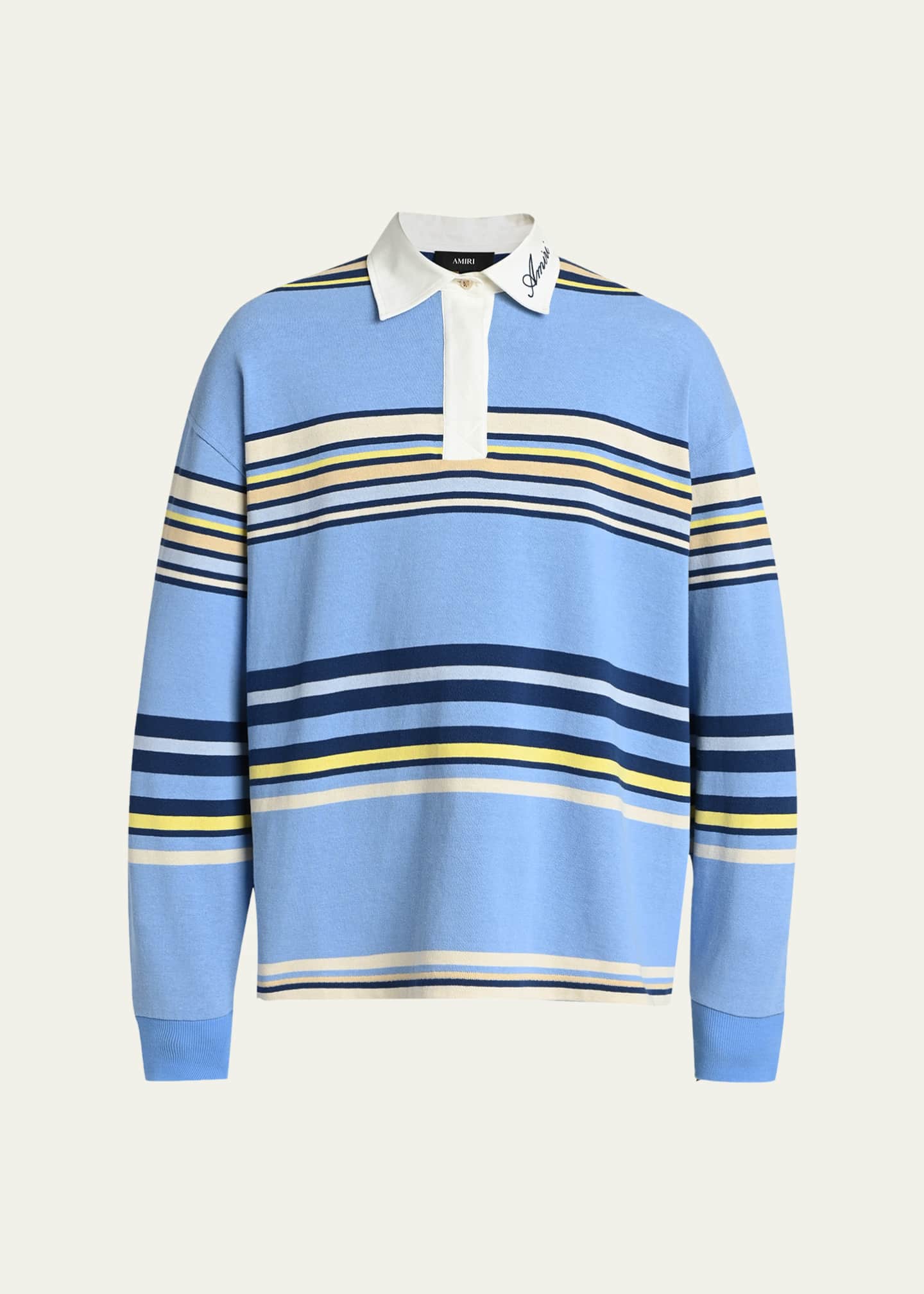 Amiri Men's Cotton Multi-Stripe Long-Sleeve Polo Shirt - Bergdorf