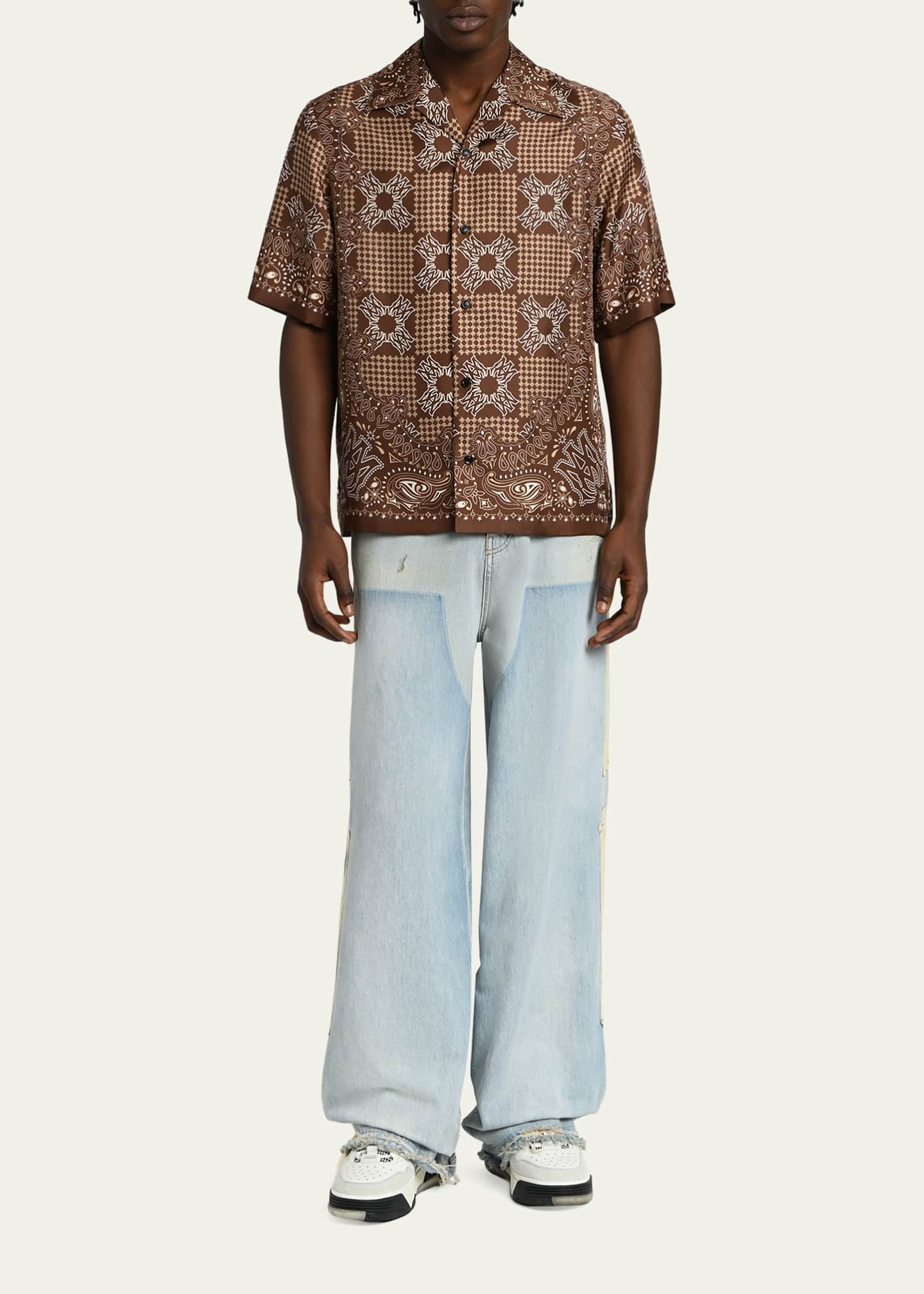 amiri dress shirt Arts District Silk The design includes a spread collar and front button closure AMIRI: Black 'Amiri' Sport Camp